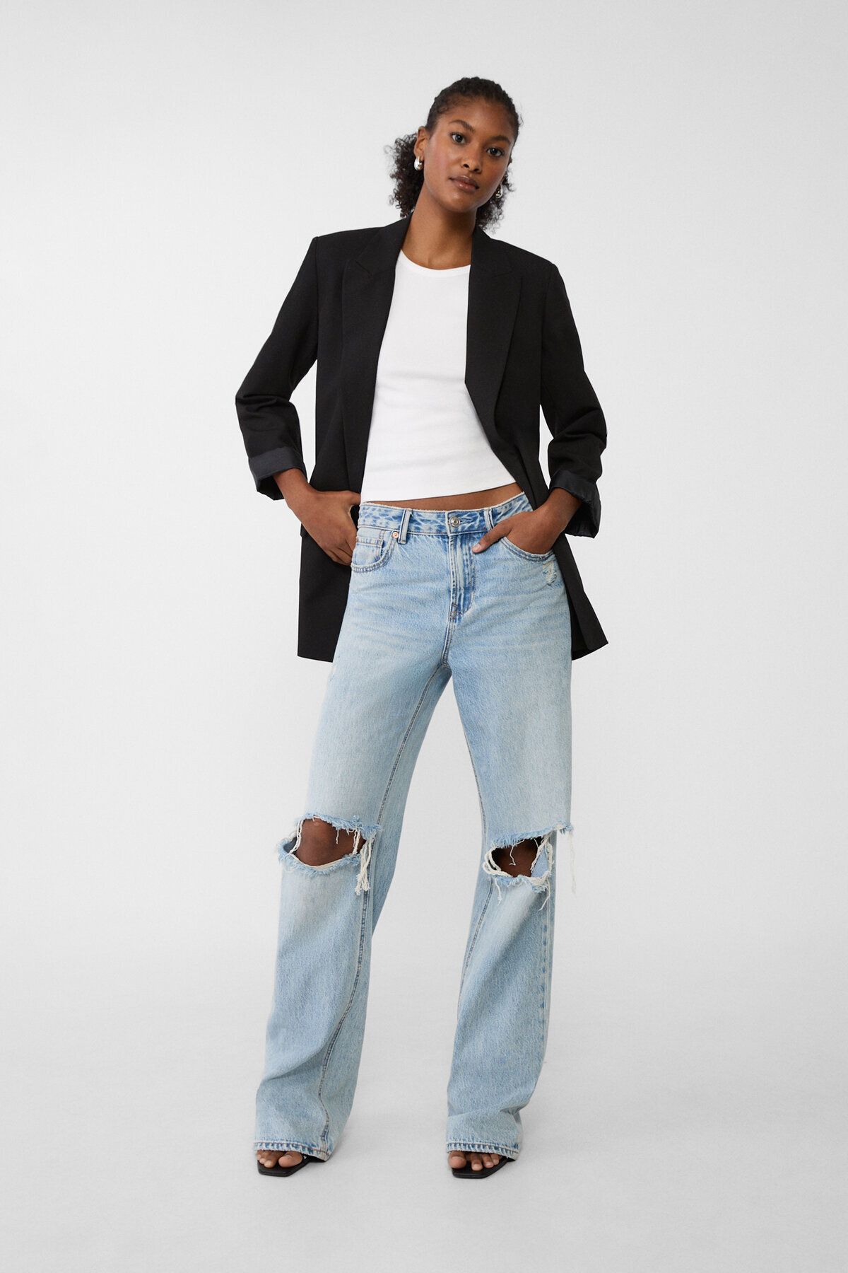Stradivarius-Flowy Open Front Blazer 2