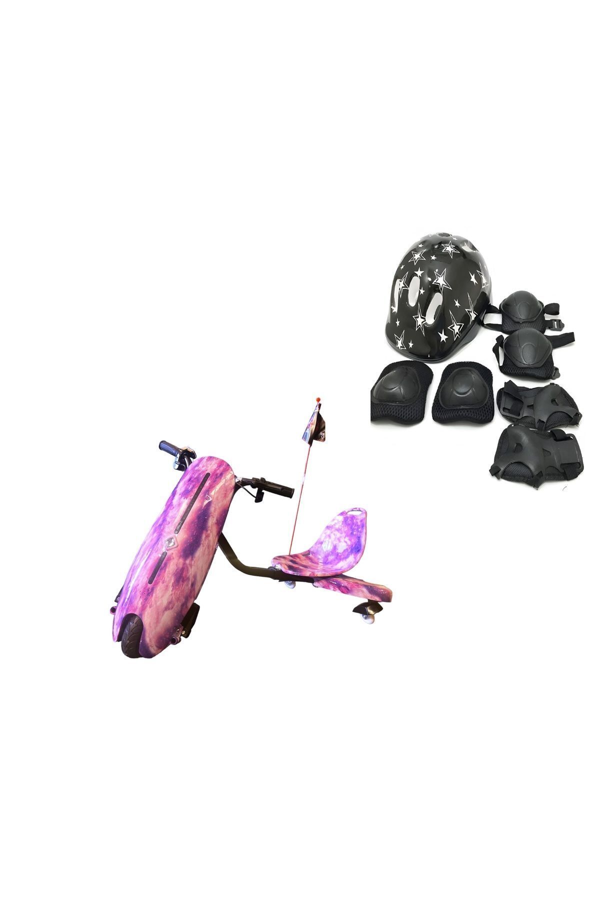 Drift Car Elektrikli Kaykay Dirift Kar Hoverboard Scooter Bluetooth Kask Dizlik Dirseklik Bayrak