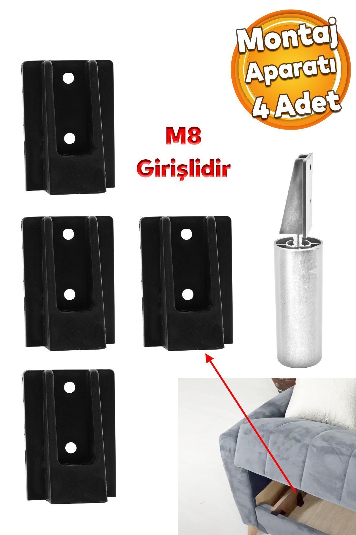 Furniture Sofa Base Coffee Table Hidden Mounting Foot Plastic Connection Apparatus M8 Bolted Base 4 Pieces