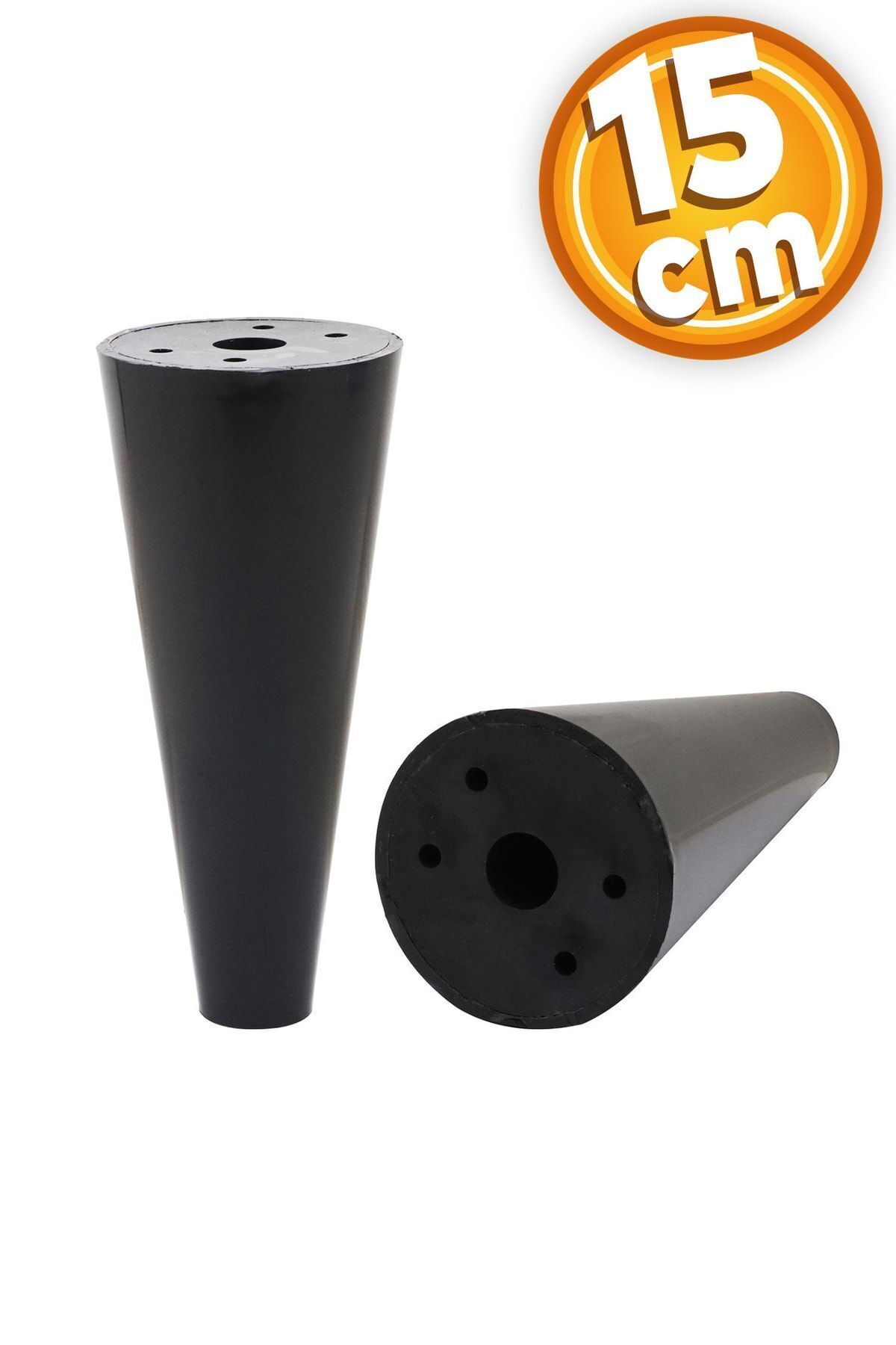 Badem10 Mobilya Baza Koltuk Kanepe Puf Orta Konik Destek Yükseltme Yükseltici Ayağı Siyah 15 Cm Ayakları