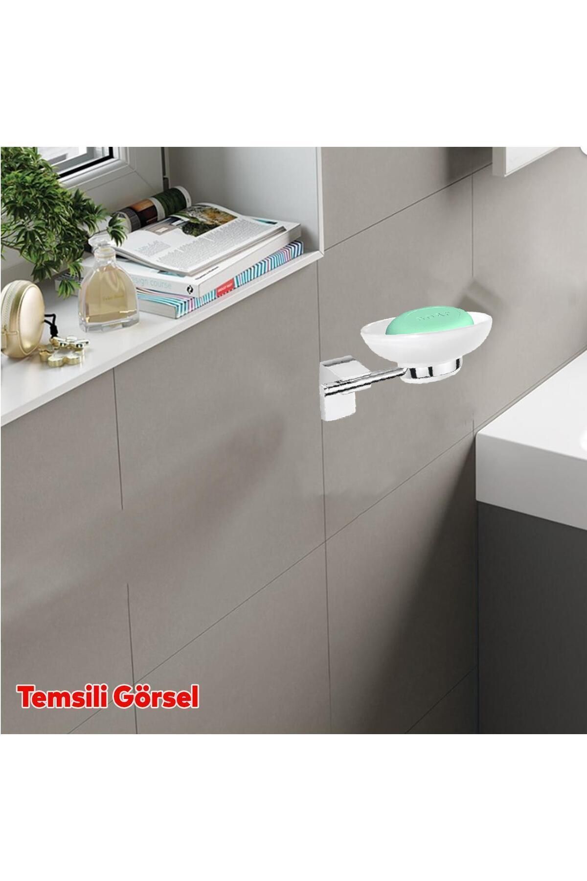 Badem10-Chiuvetă Baie WC Dozator de săpun metalic cu șurub Dozator de săpun solid Recipient de sticlă Dozator de săpun de mână Cristal 4