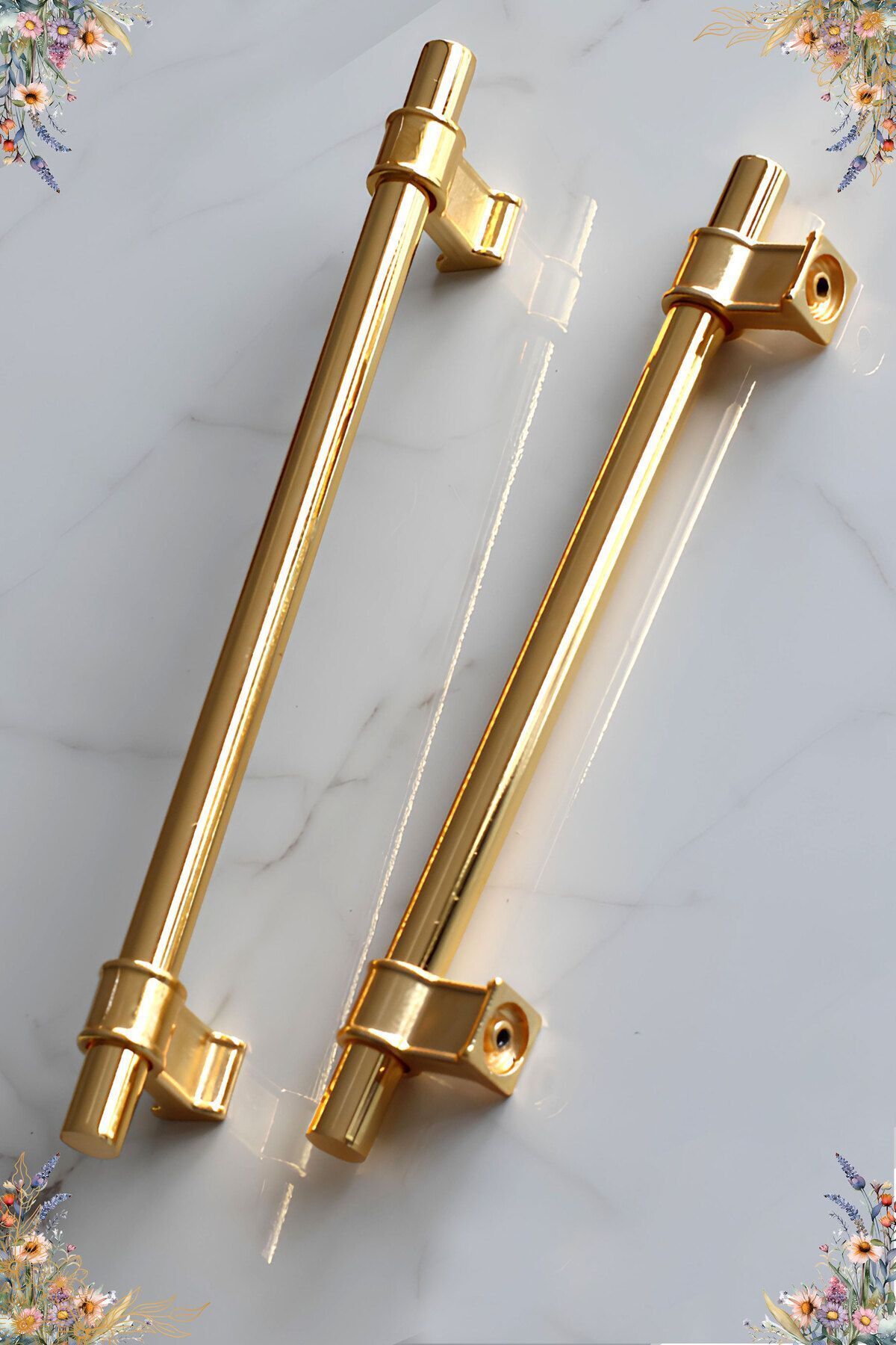 Badem10 Hisar Altın Gold Düz Metal 160 Mm Mobilya Mutfak Çekmece