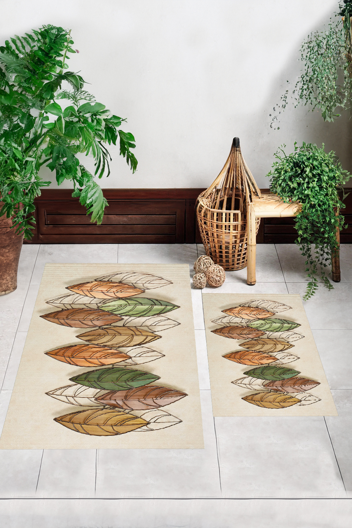 Anti-Slip Base Washable Dust Stain Resistant 2-Piece Set Toilet Bath Mat Set
