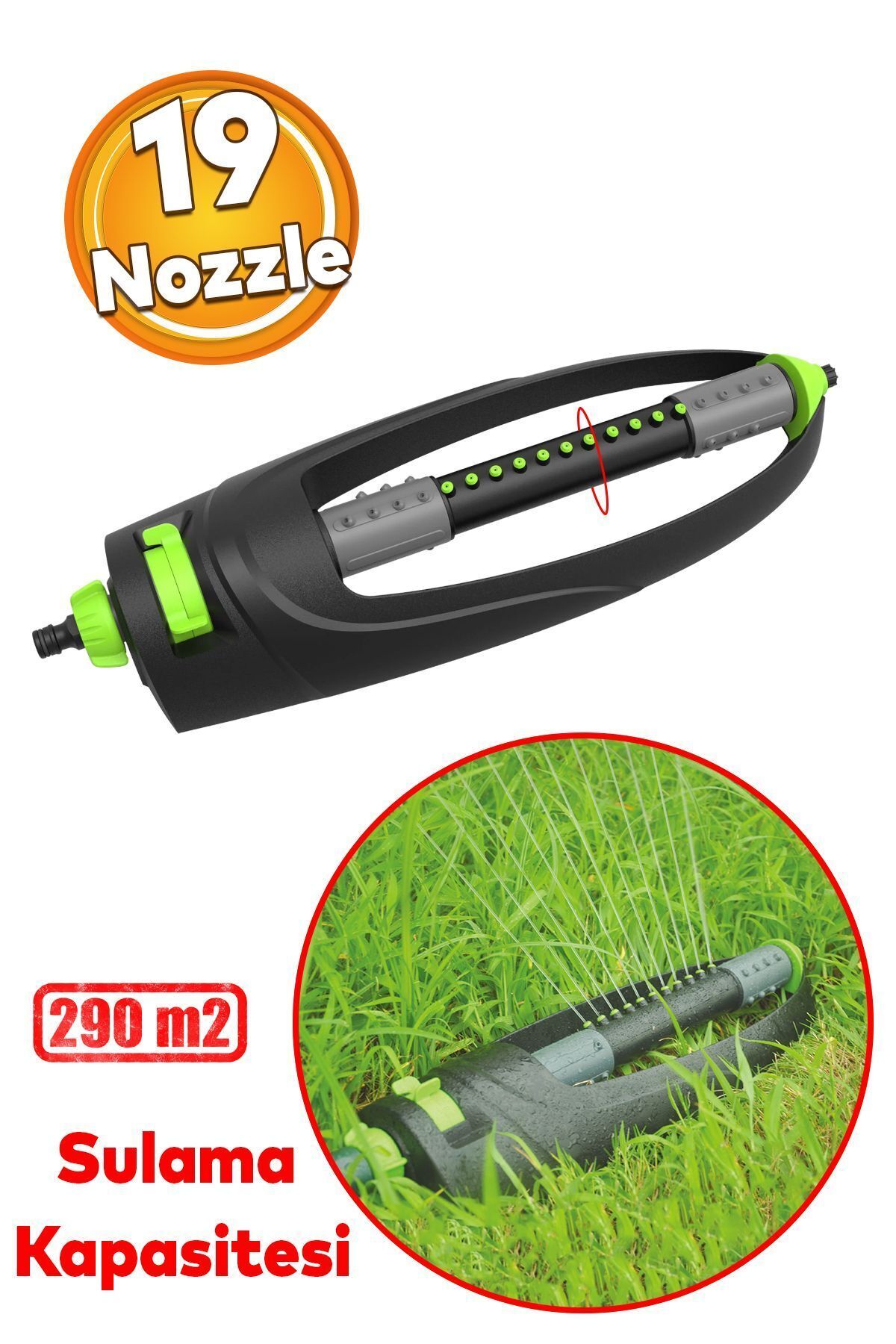 Tablalı Hareketli Çok Fonksiyonlu Su Fıskiyesi 19 Nozzle Dönerli Bahçe Çim Sulama Aparatı Plastik