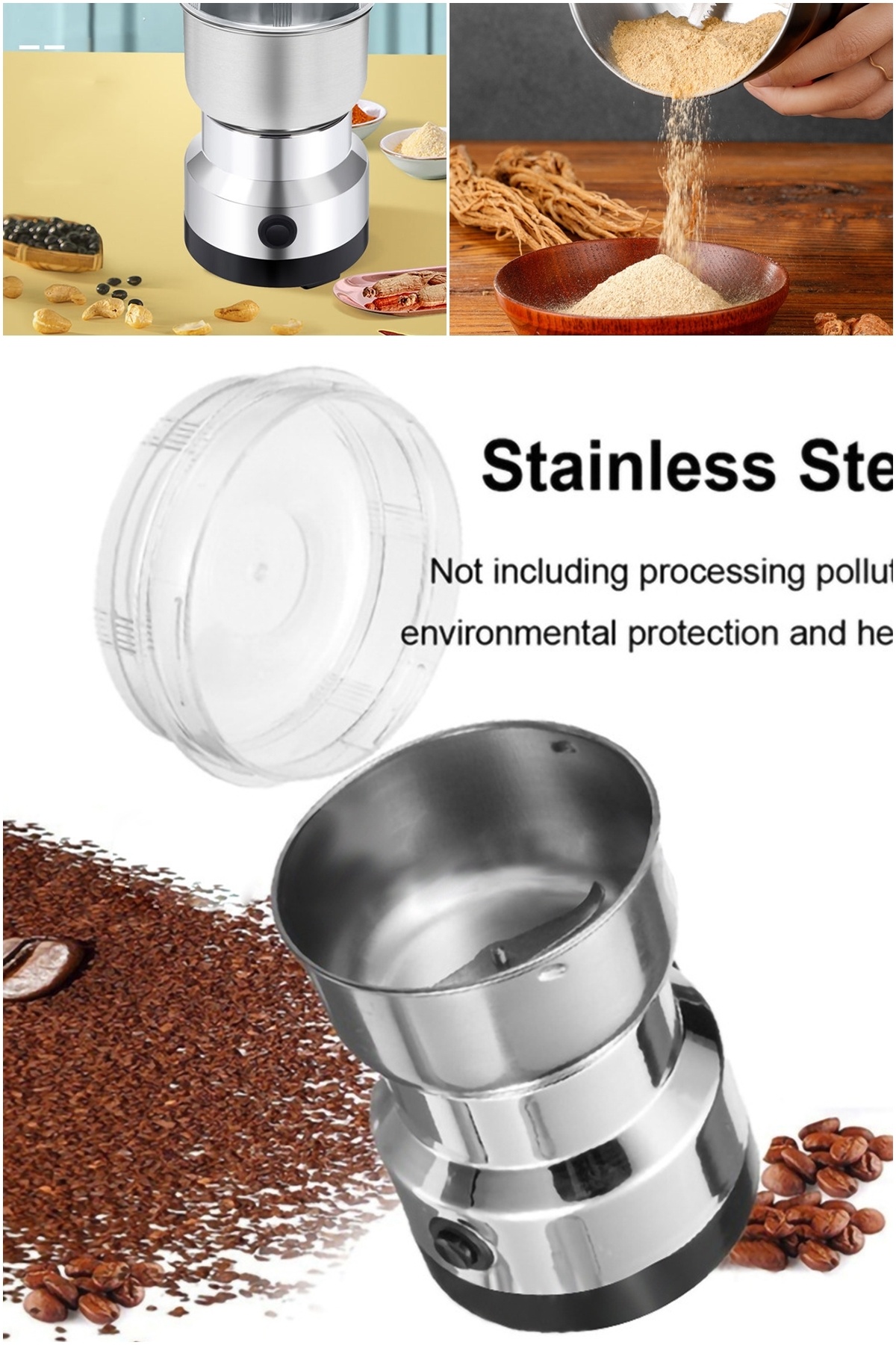 Genel Markalar Sessiz Çalışan 50 Gram Mini Elektrikli Kahve Öğütücü - Çok Amaçlı Kullanım ve Paslanmaz Çelik