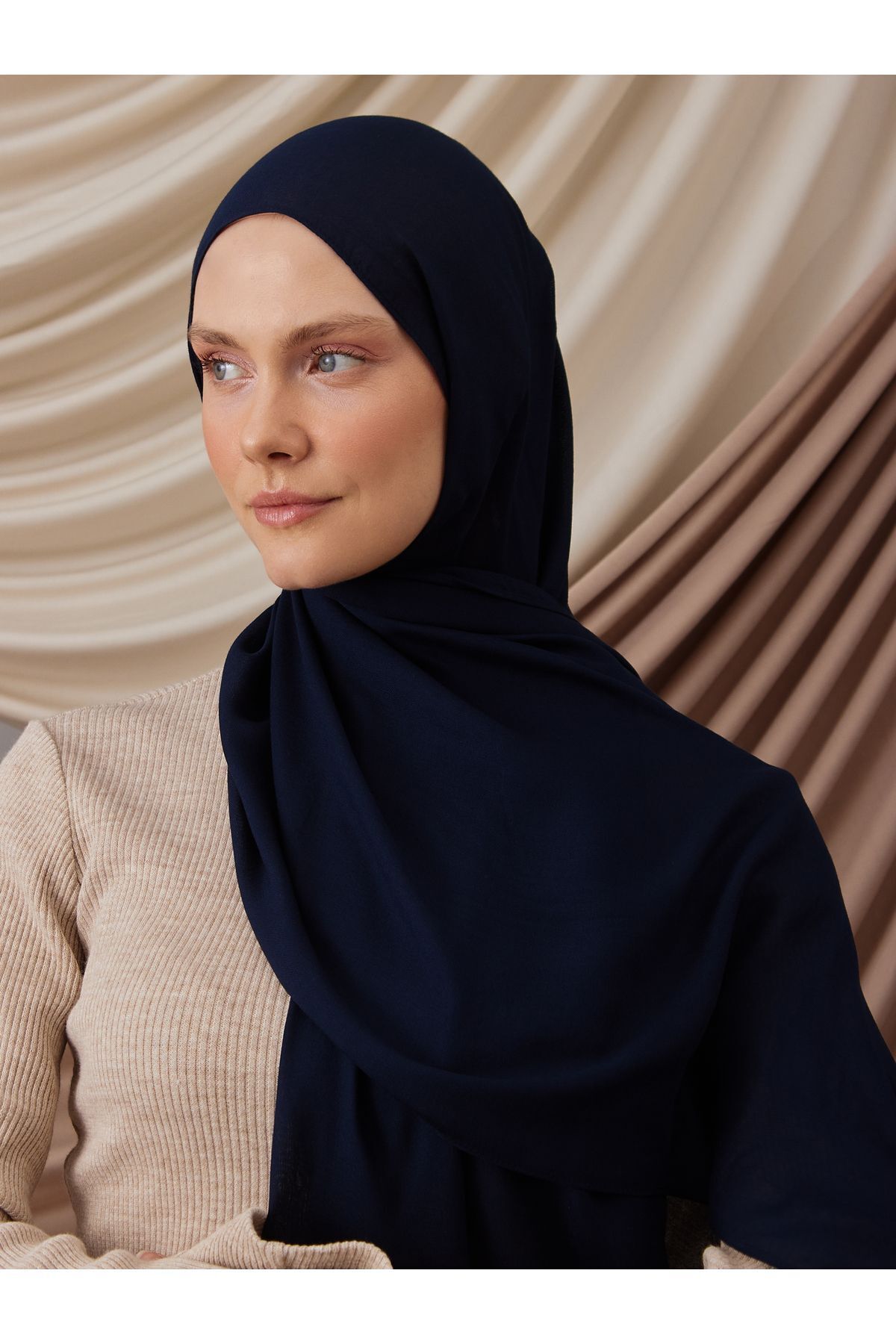 Summer Woven Shawl | Color: Navy Blue | Size: 180x70cm | Hijab