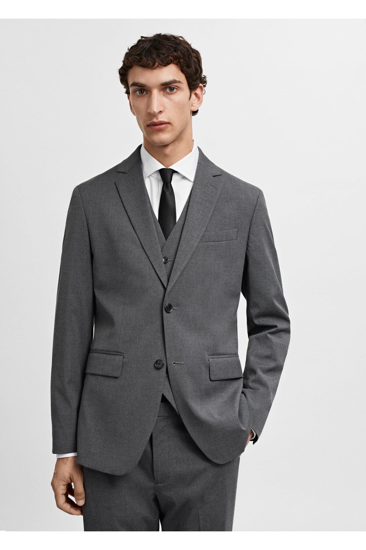 کت بلیزر خاکستری مردانه ژاکت BLAZER GREY 67170621 منگو MANGO