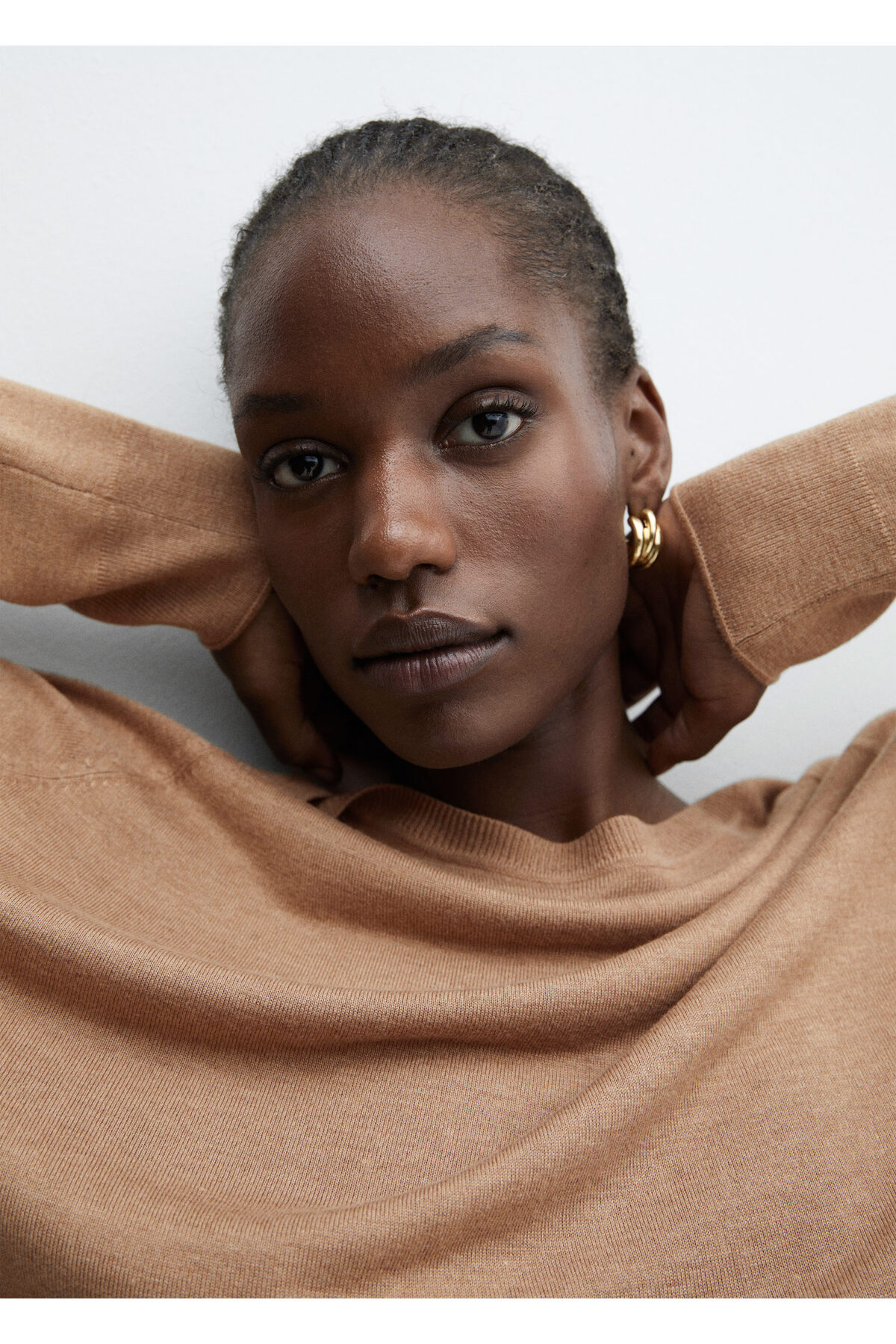 بافت و پلیور زنانه قهوه ای منگوMANGO | 67100463 اورجینال - تصویر 4