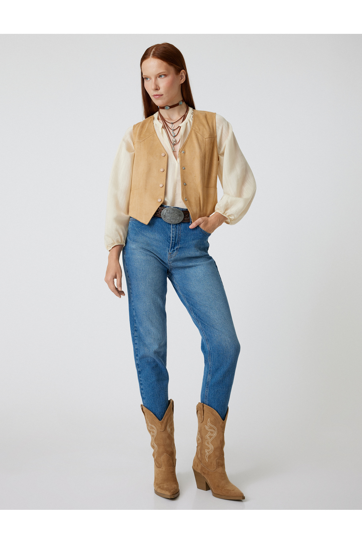 شلوار جین کمر بلند باریک و راست پا نخی - ایو اسلیم جین