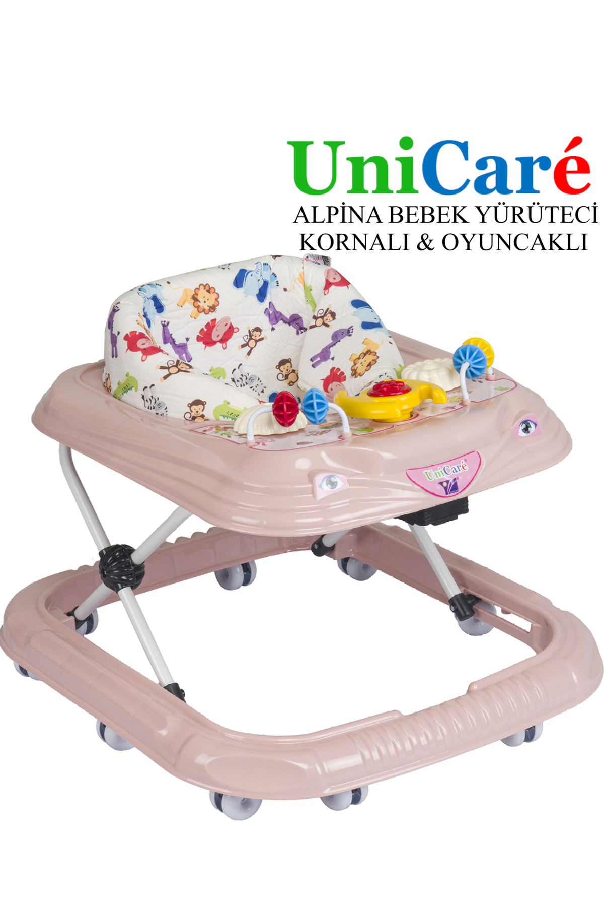 UniCare Yürüteç Bebek Yürüteci Örümcek Kornalı Oyuncaklı Bebek Yürüteci 3 Kademeli İlk Adım Yürüme Arkadaşı