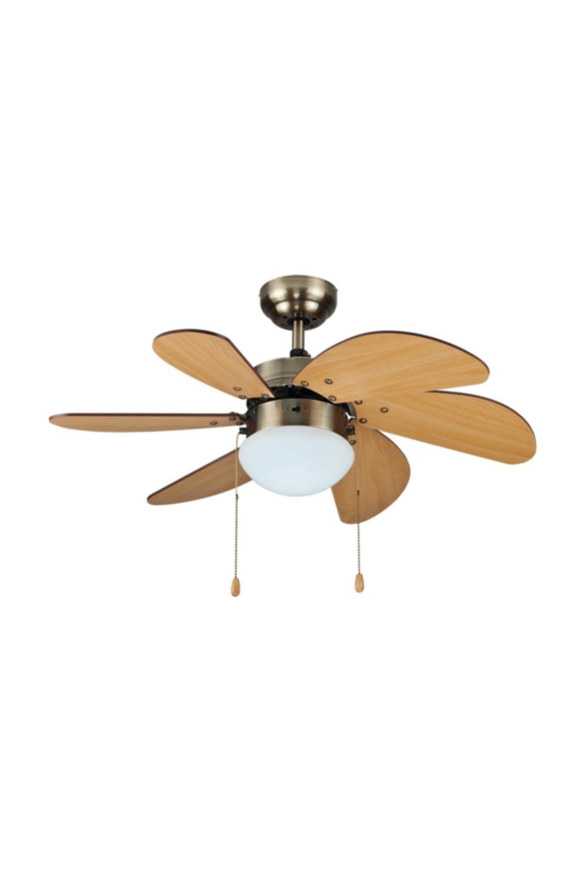 Kaşkar Taflan L36009 55w 82cm Wooden Antique 6-Wing Lamp Chandelier String Ceiling Fan