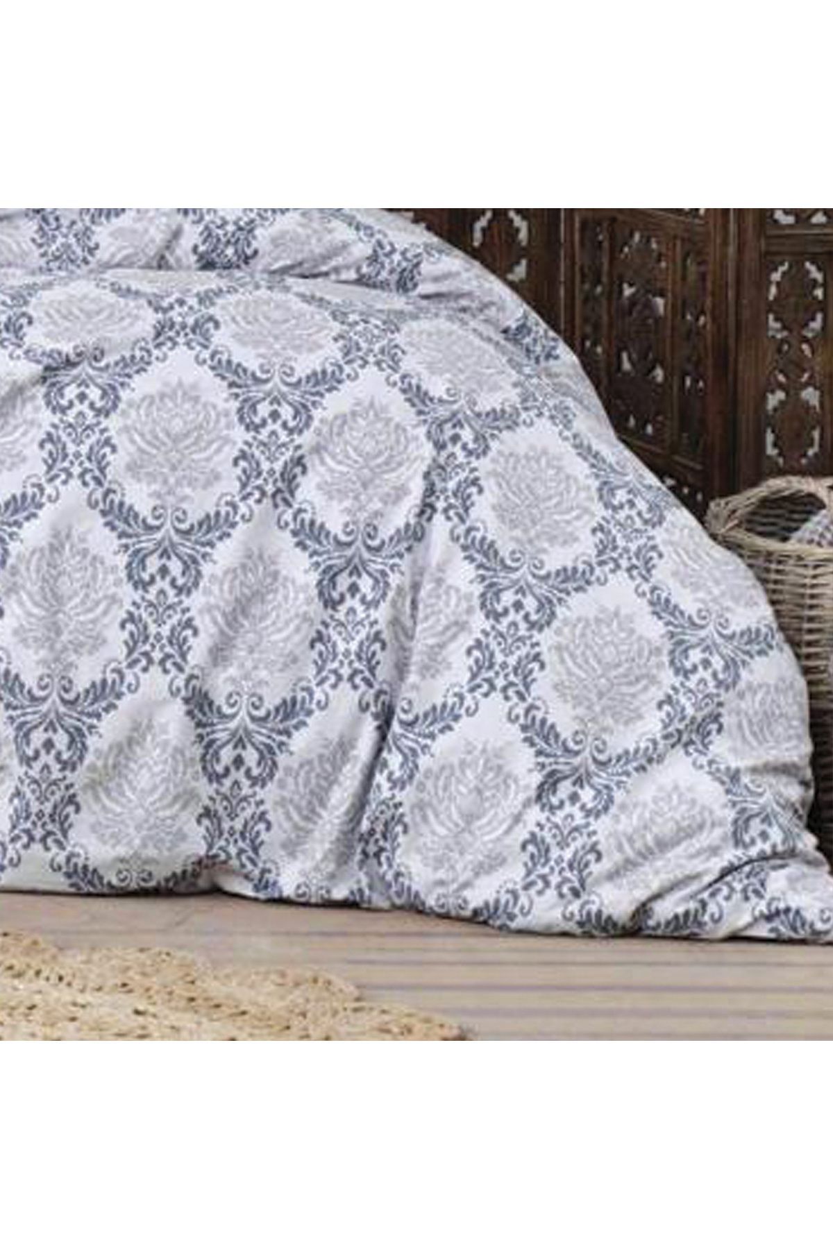 In House-Dany | 8 Pieces Ranforce Cotton Comforter Set - King - 260x240 cm - 2856 - Grey 6