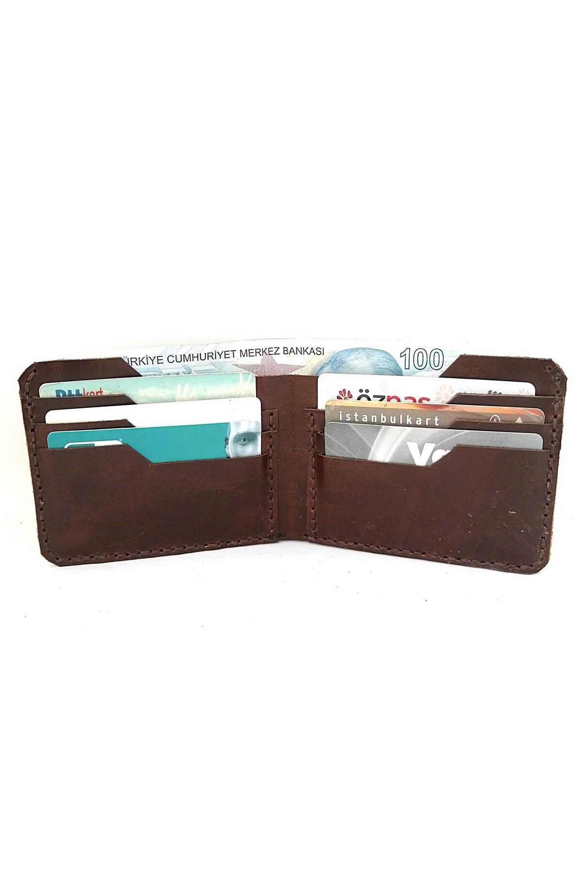 Handmade Calfskin Wallet, Waxed String, Durable, Long Lasting Bright Brown Color