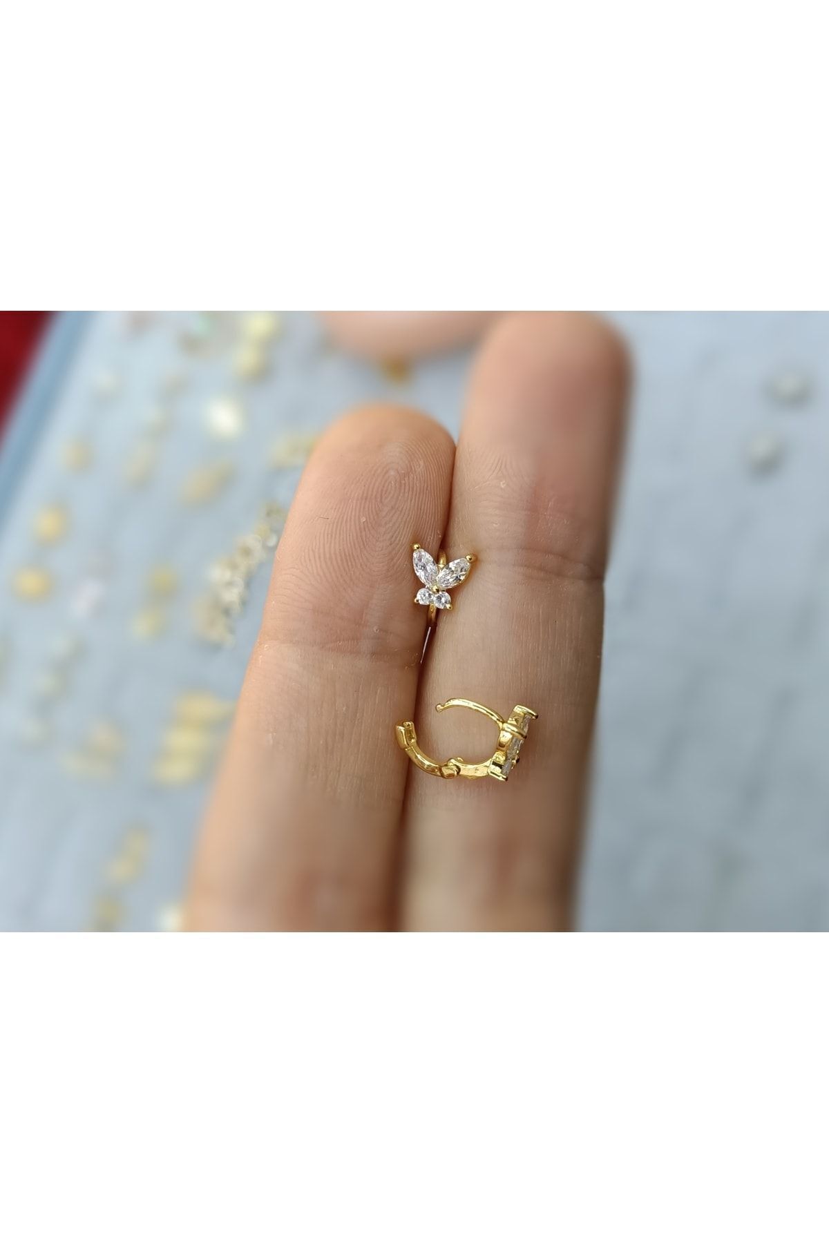 Arescollection Cerrahi Çelik Kelebek Halka Tragus Rook Kıkırdak Piercingi görsel 3