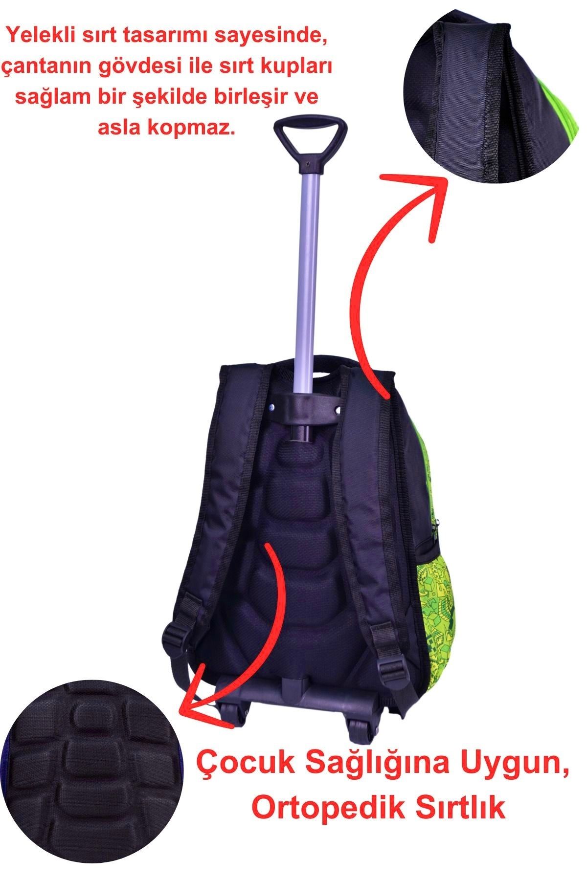 JOJO KIDS-Robot Patterned Boy's Primary School Bag - With Checked Lunch Box 3