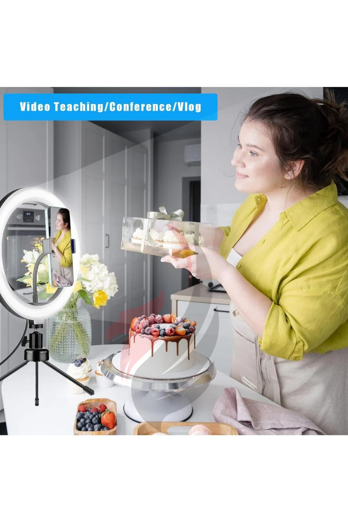 TikTok, YouTube İnfluencer Canlı Yayın Video Çekimi İçin Masaüstü Tripotlu LED Halka Selfie Işığı