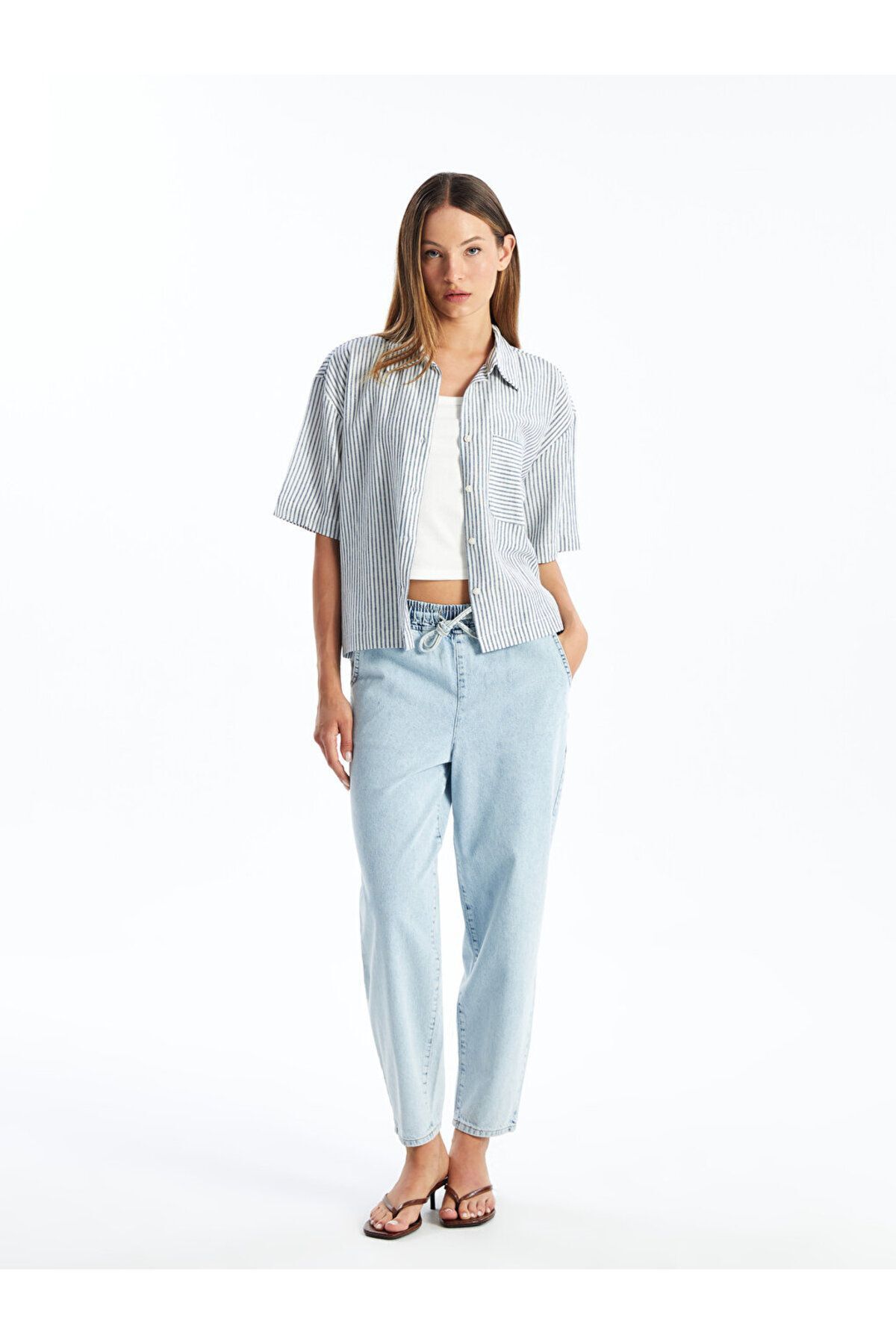LC Waikiki Spodnie Jeansowe Damskie Balloon Fit - Elastyczny Pas Kobieta - 25
