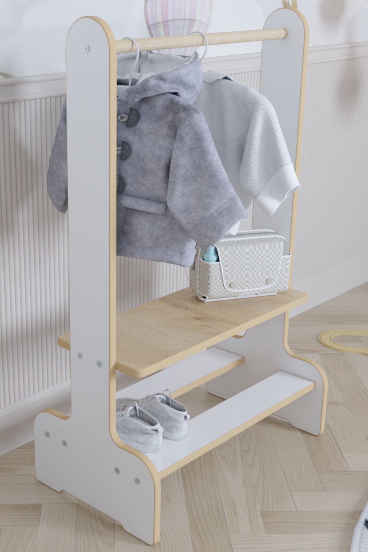 POFİTTO Çocuk Odası Askılık Ve Ayakkabılık,Çocuk Odası Düzenleyici,Montessori Askılık,Montessori Ayakkabılık fotoğrafı 5 (önizleme)