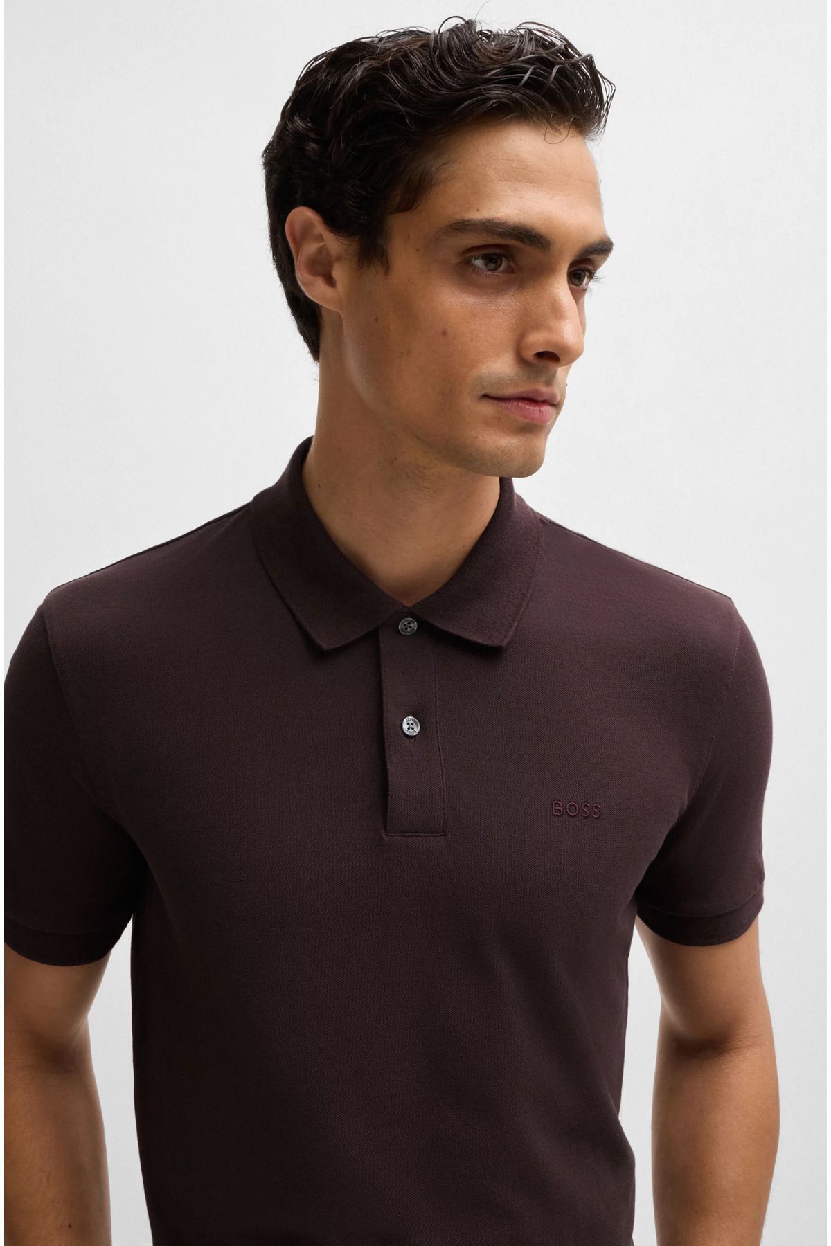 تی شرت یقه پولو چند رنگ مردانه دکمه بسته بندی آستین کوتاه Brown1 Polo Yaka 642 BOSS