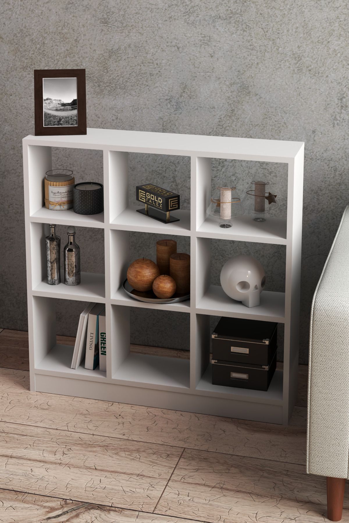 GOLDFALEZ-White 9-Cube Organizer Shelf | Modern Storage Solution | Versatile Display Cabinet 2