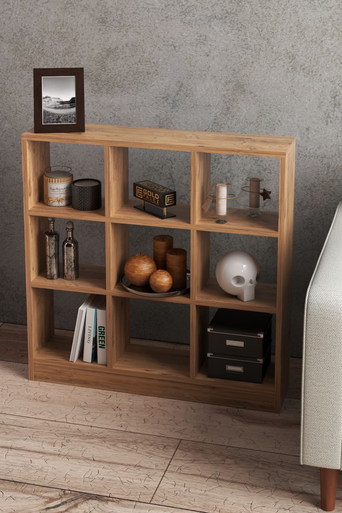 GOLDFALEZ-9-Cube Storage Organizer | Atlantic Pine Bookshelf | Multi-purpose Display Unit 3