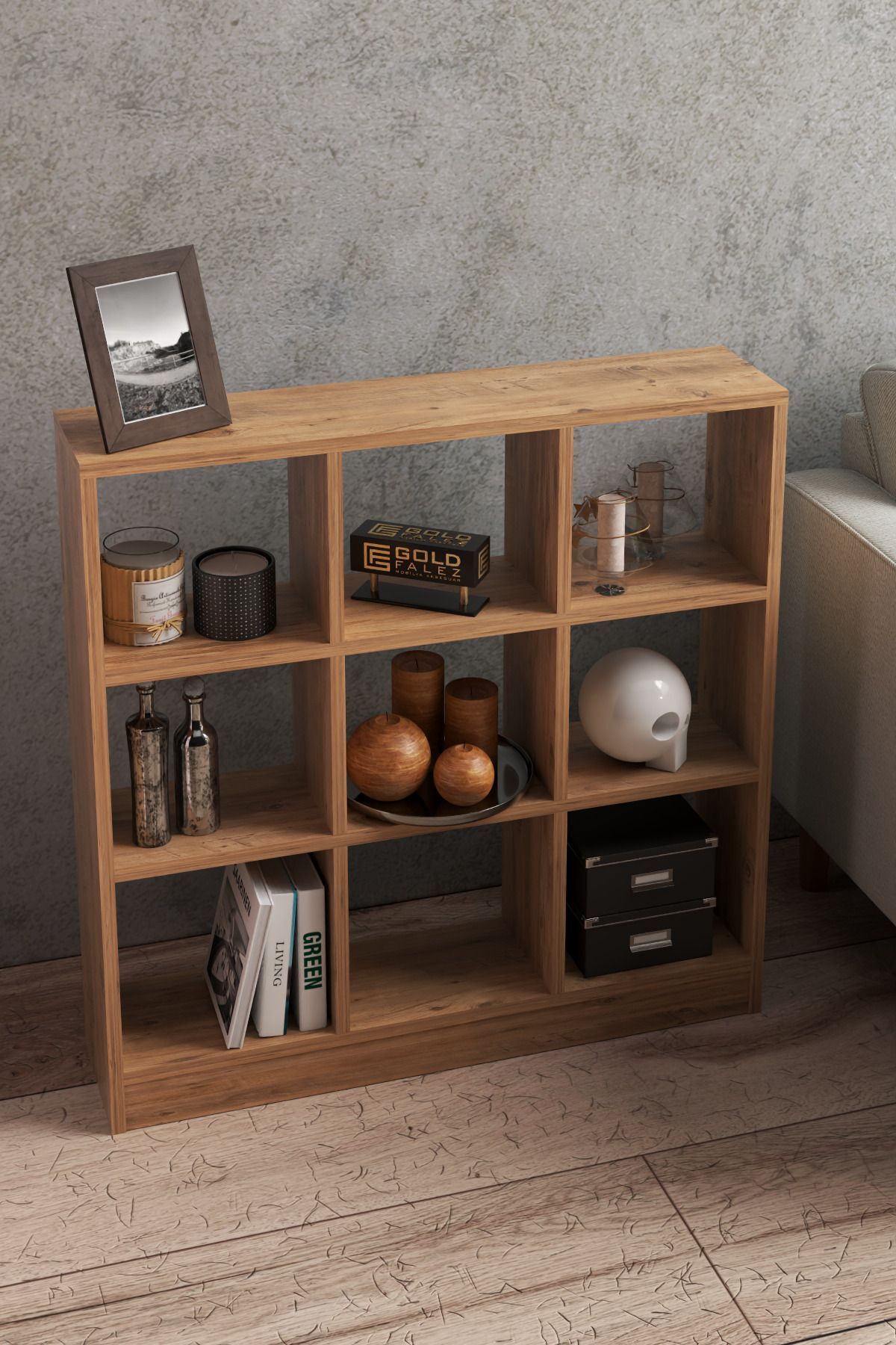 GOLDFALEZ-9-Cube Storage Organizer | Atlantic Pine Bookshelf | Multi-purpose Display Unit 2