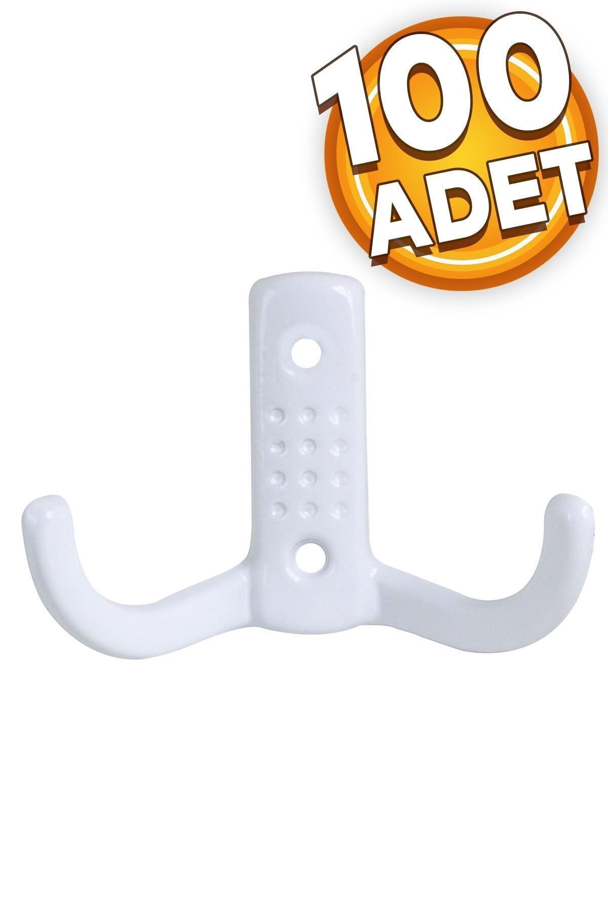 Badem10 Noktalı Vestiyer Portmanto Duvar Askısı Dolap Elbise Askılığı Beyaz Metal Askı Askılık (100 ADET)