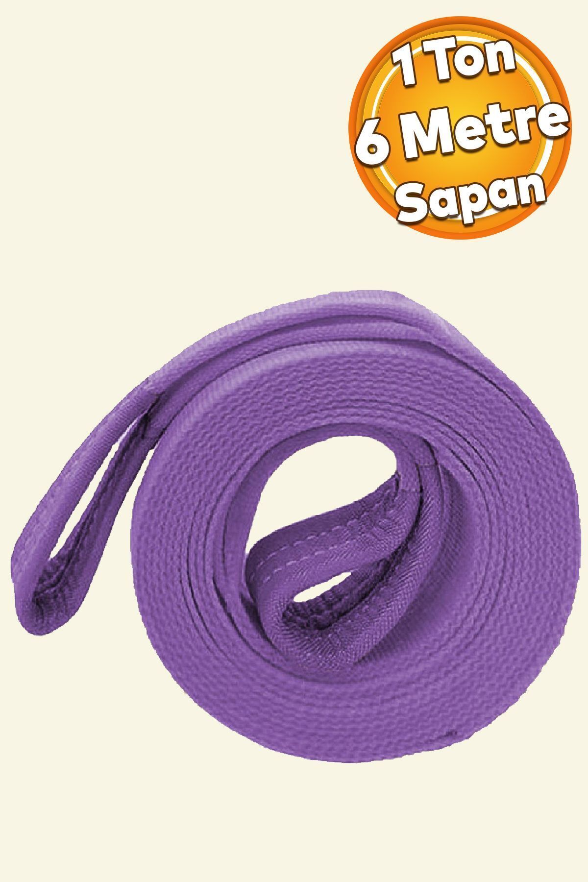 Badem10 Yük Kaldırma Taşıma İndirme Araç Çekme Halat Sapan Polyester Spanzet Lila Renk 1 Ton 6 Metre Sağlam