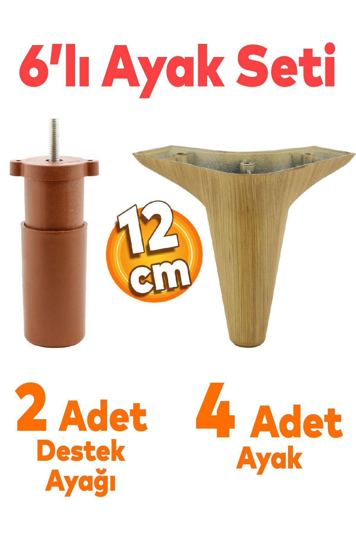 Aspen 6-Piece Set Furniture TV Unit Sofa Bed Sofa Base Support Legs 12 cm Open Walnut