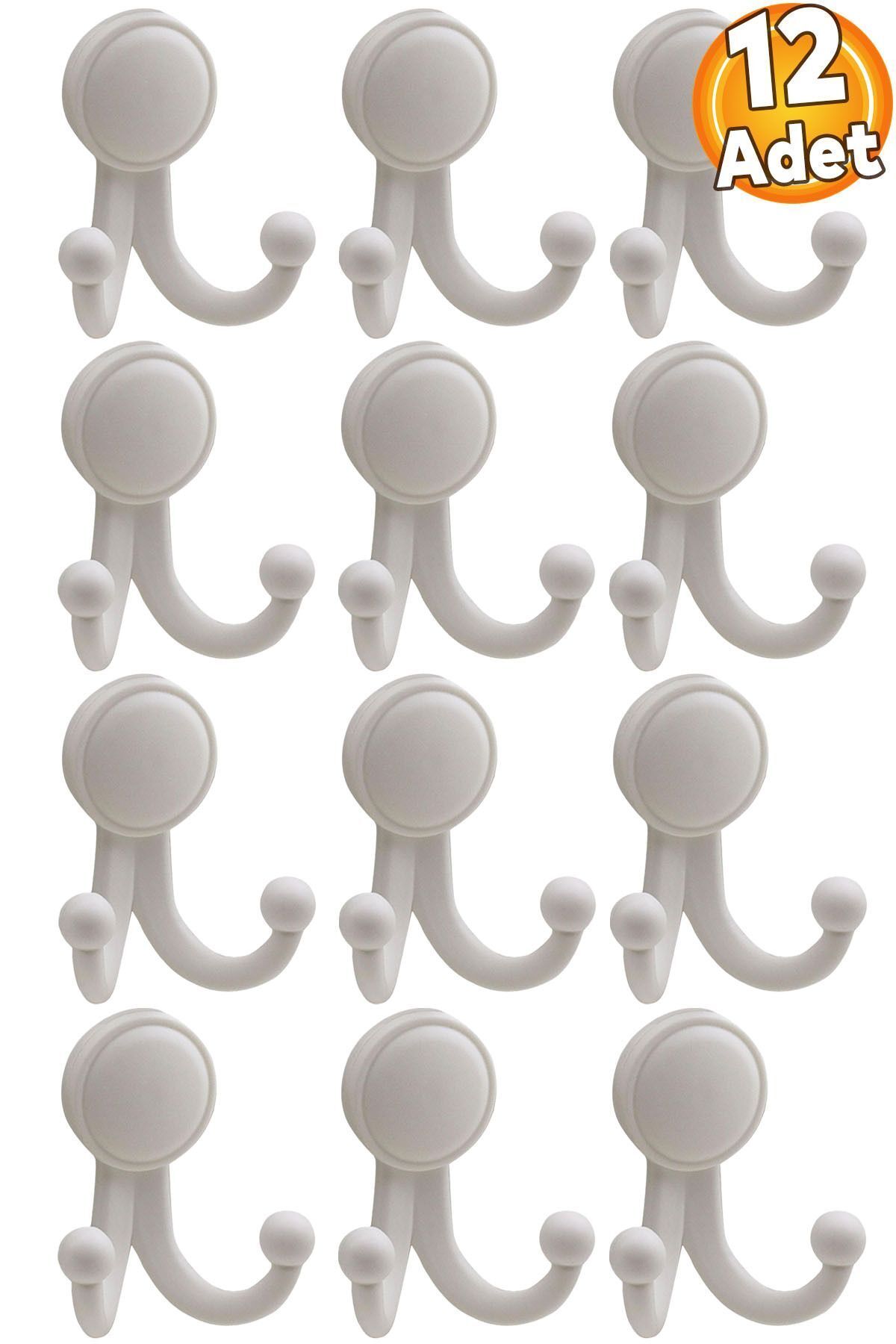 Karataş Hanger Cloakroom Wall Hanger Wardrobe Hanger Hard Plastic White Hanger Element 12 PCS