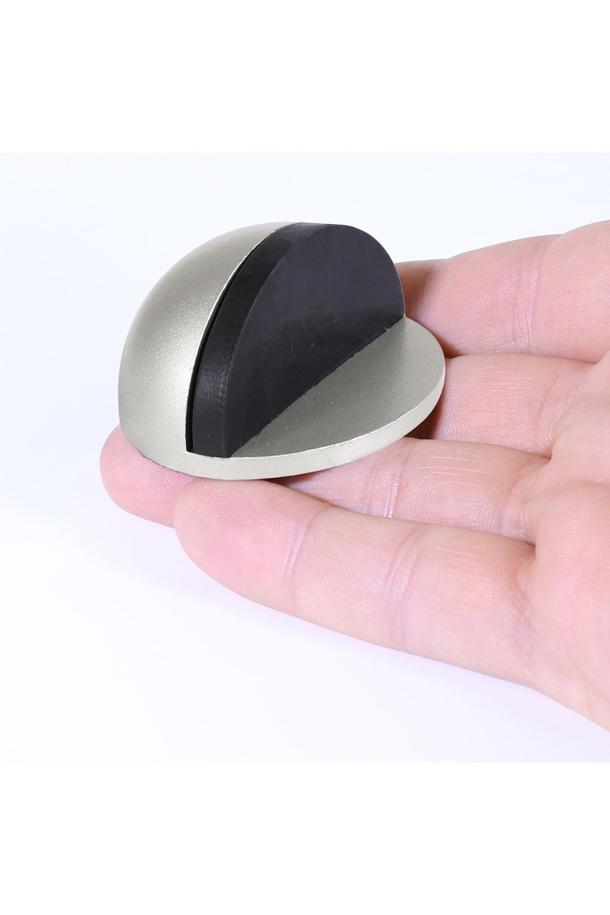 Yarımay Yapışkanlı Kapı Kolu Stoperi Tamponu Metal Kapı Stopu Durdurucu Tutucu Tutacağı Gri - 8