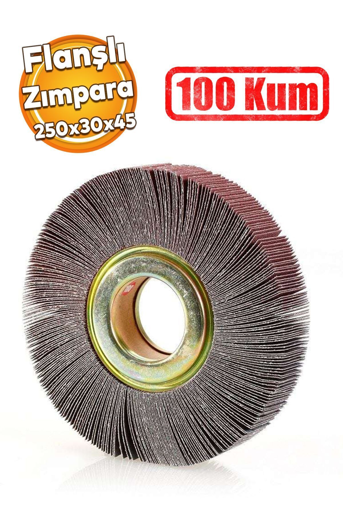 Badem10 Nikon MF10 Elyaf Flanşlı Mop Zımpara 100 Kum Aşındırıcı Zımparalama 250 Kum 250 x 30 x 45 mm