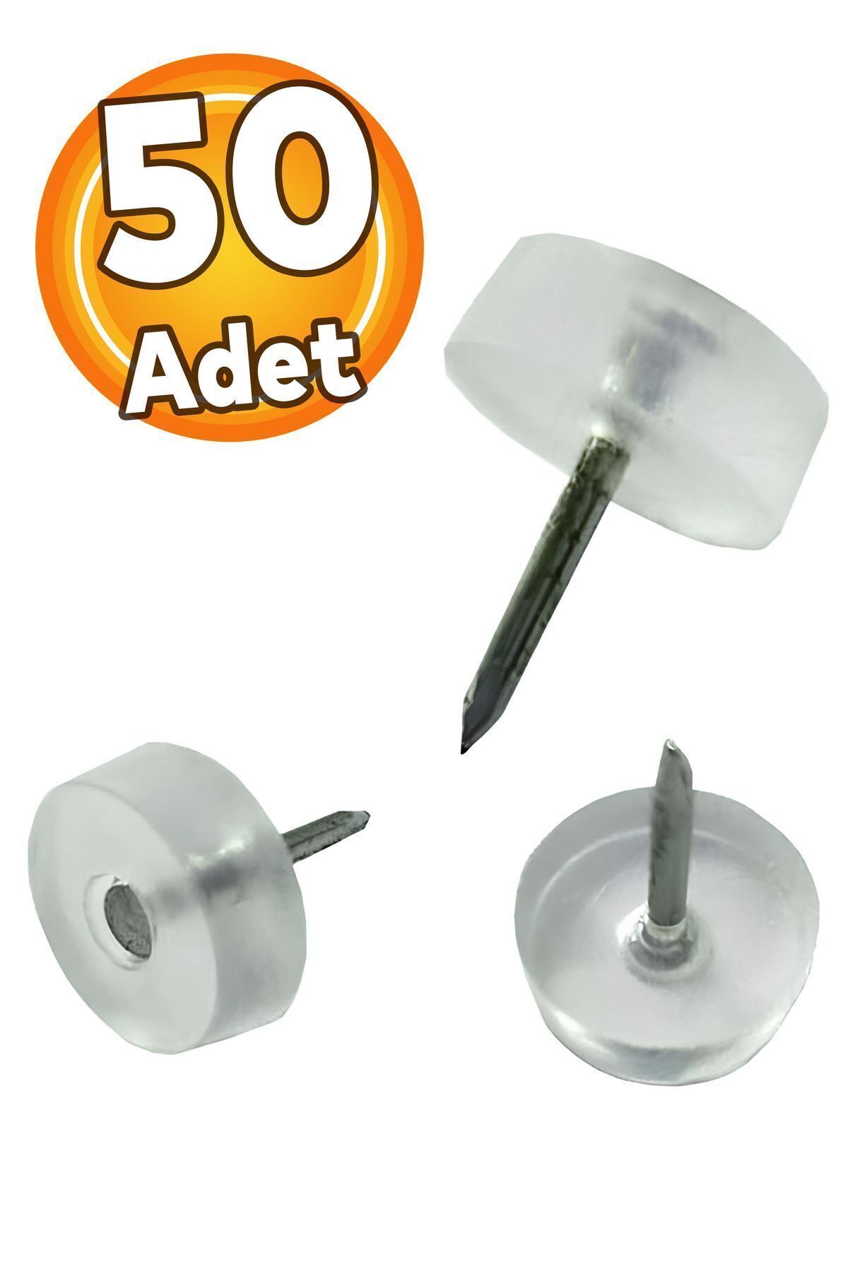 Çivili Poligrit Mobilya Masa Sandalye Zemin Koruyucu Şeffaf Silikon Pabuç Poligirit (50 ADET)