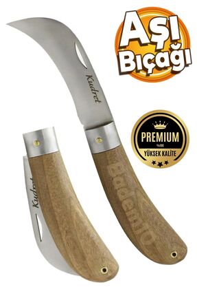 Badem10 Aşı Bıçağı Eğri Uçlu Ara Çakı Bağ Bıçağı Paslanmaz Çelik