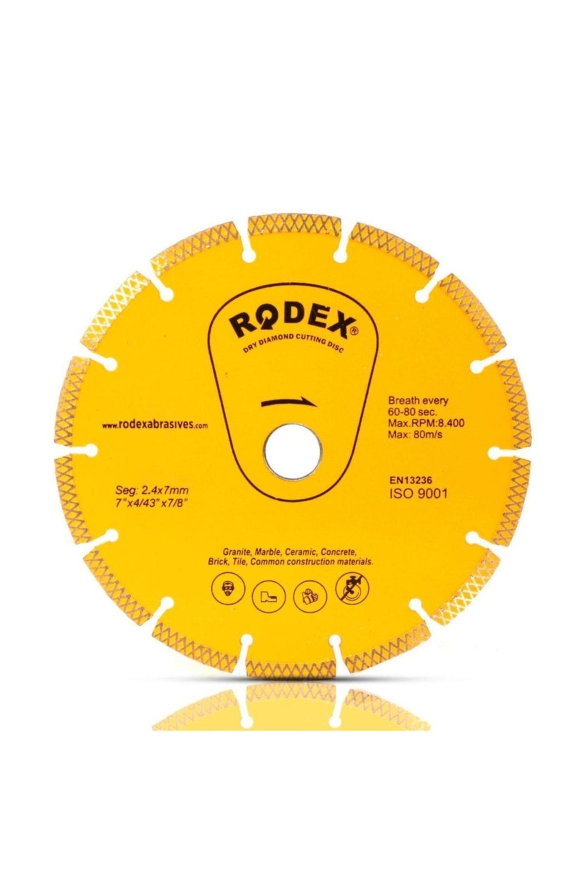 Badem10 Rodex 115 Mm X 20x 22,23 Elmas Kesme Kesici Diski Tuğla Granit Mermer Taş
