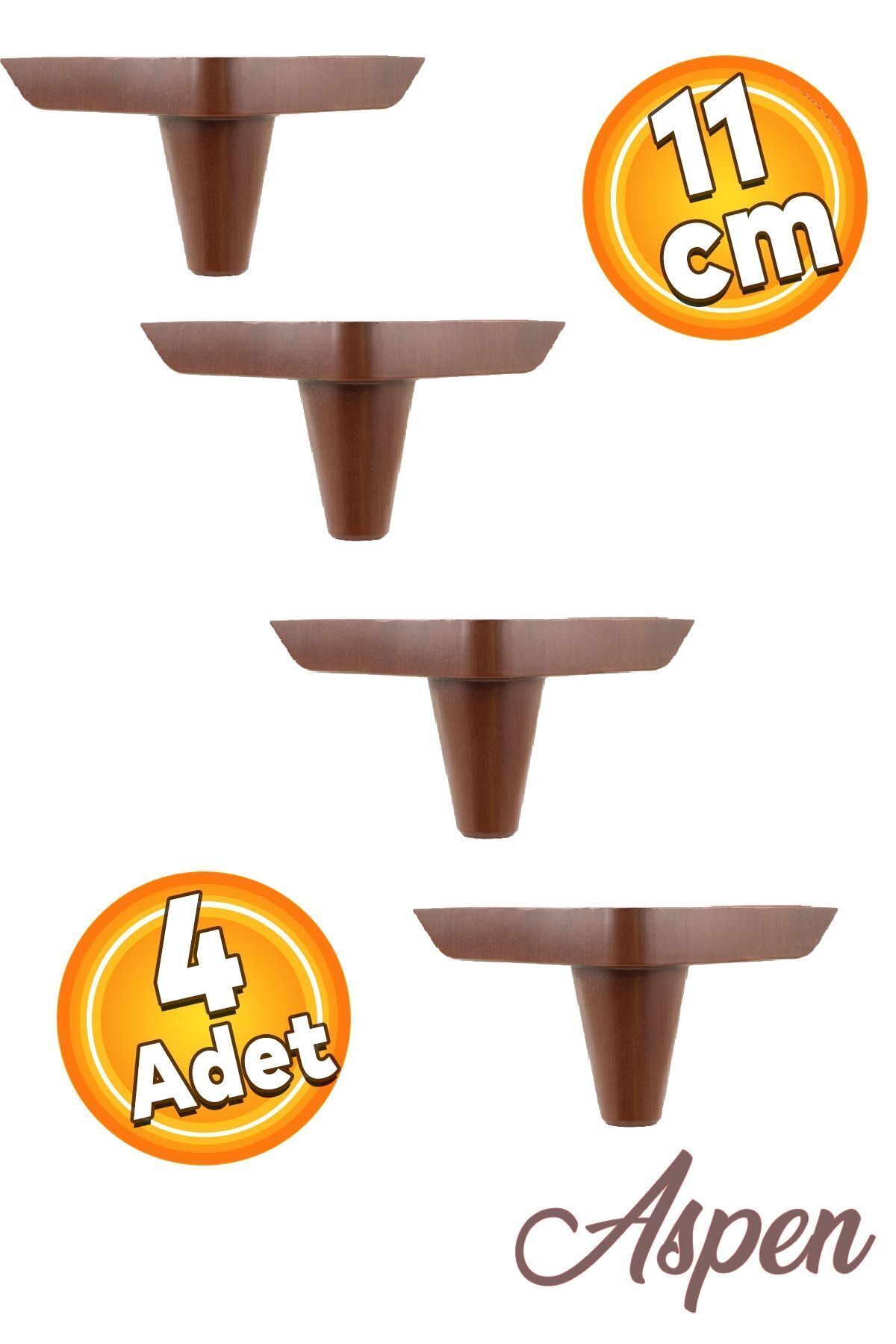 Badem10 Aspen Lüks Mobilya Kanepe Koltuk Tv Ünitesi Baza Ayağı Ayakları 11 Cm Ahşap Desenli Ayak (4 ADET)