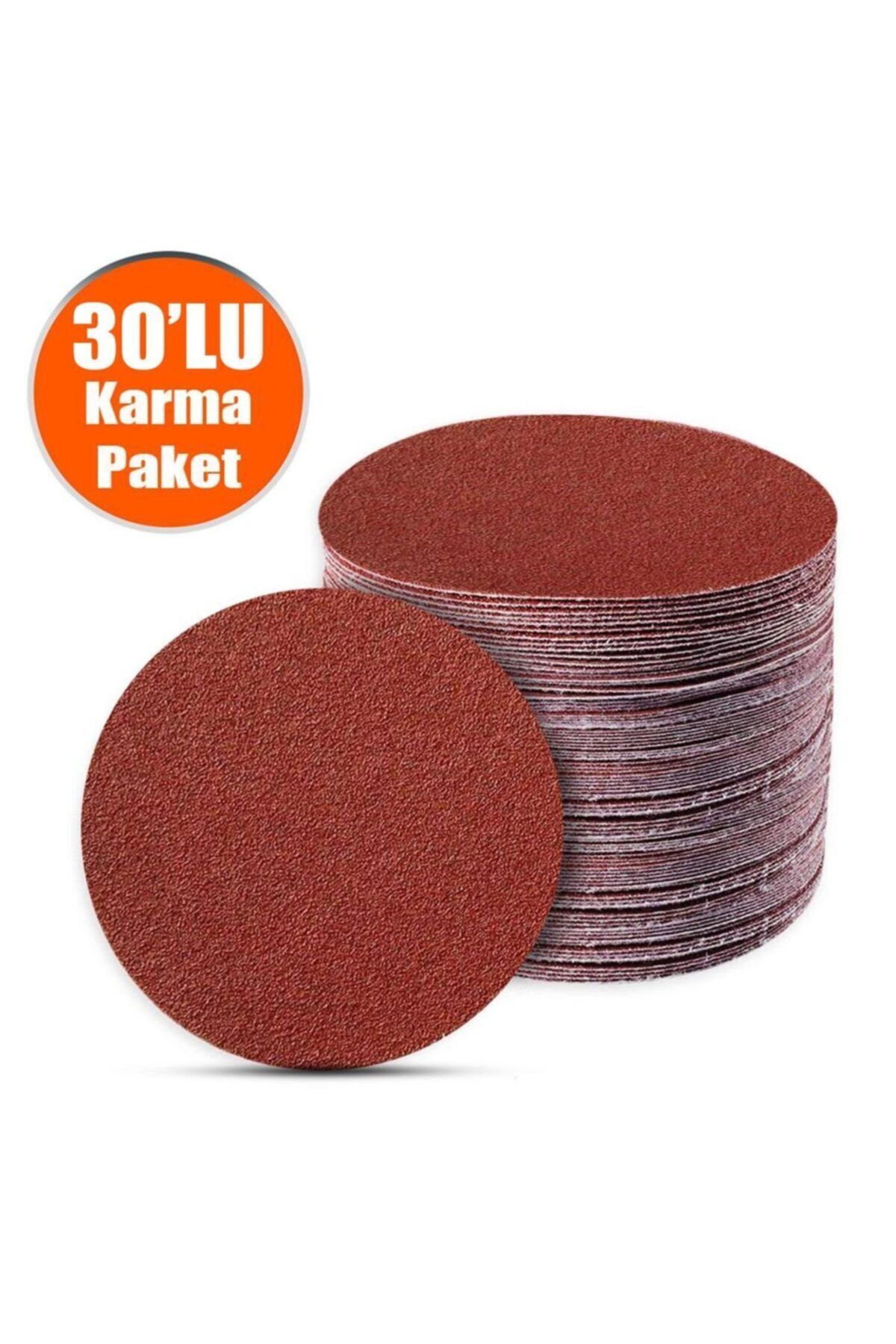 Badem10 30 Adet (KARMA PAKET-125 MM) Cırt Zımpara Kağıdı El Zımparaları Seti Avuç Içi Spiral Taşlama