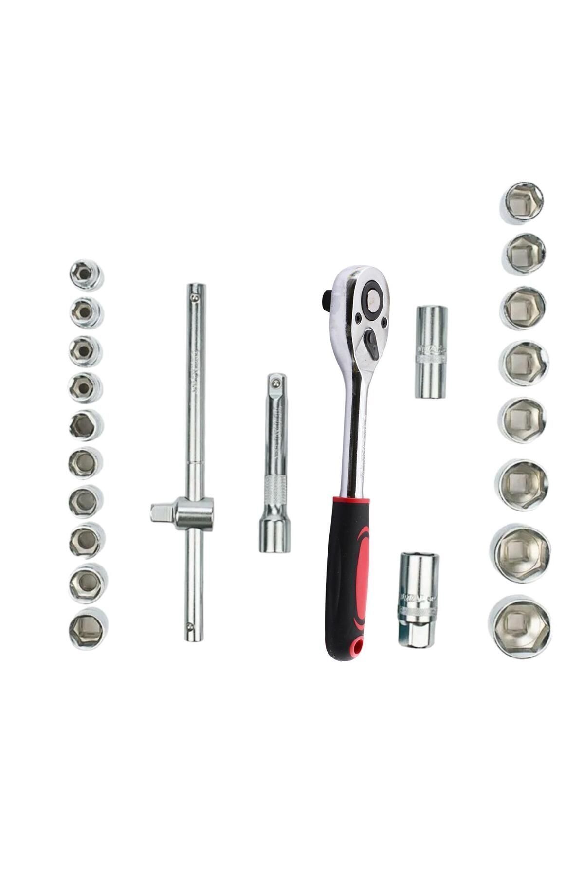 Badem10-Socket Set 24 Pieces Extension T Handle Spark Plug Socket Vehicle Repair Ratchet High Quality 1/2 Dr Socket Set 3