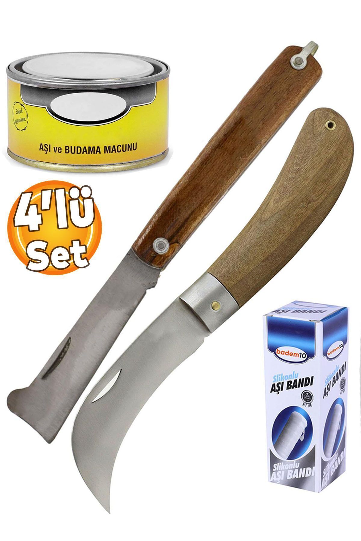 Badem10-Wood Grafting Paste with Flat Tip Grafting Knife Pocket Knife & Curved Tip Knife Tape (Set of 4) 1