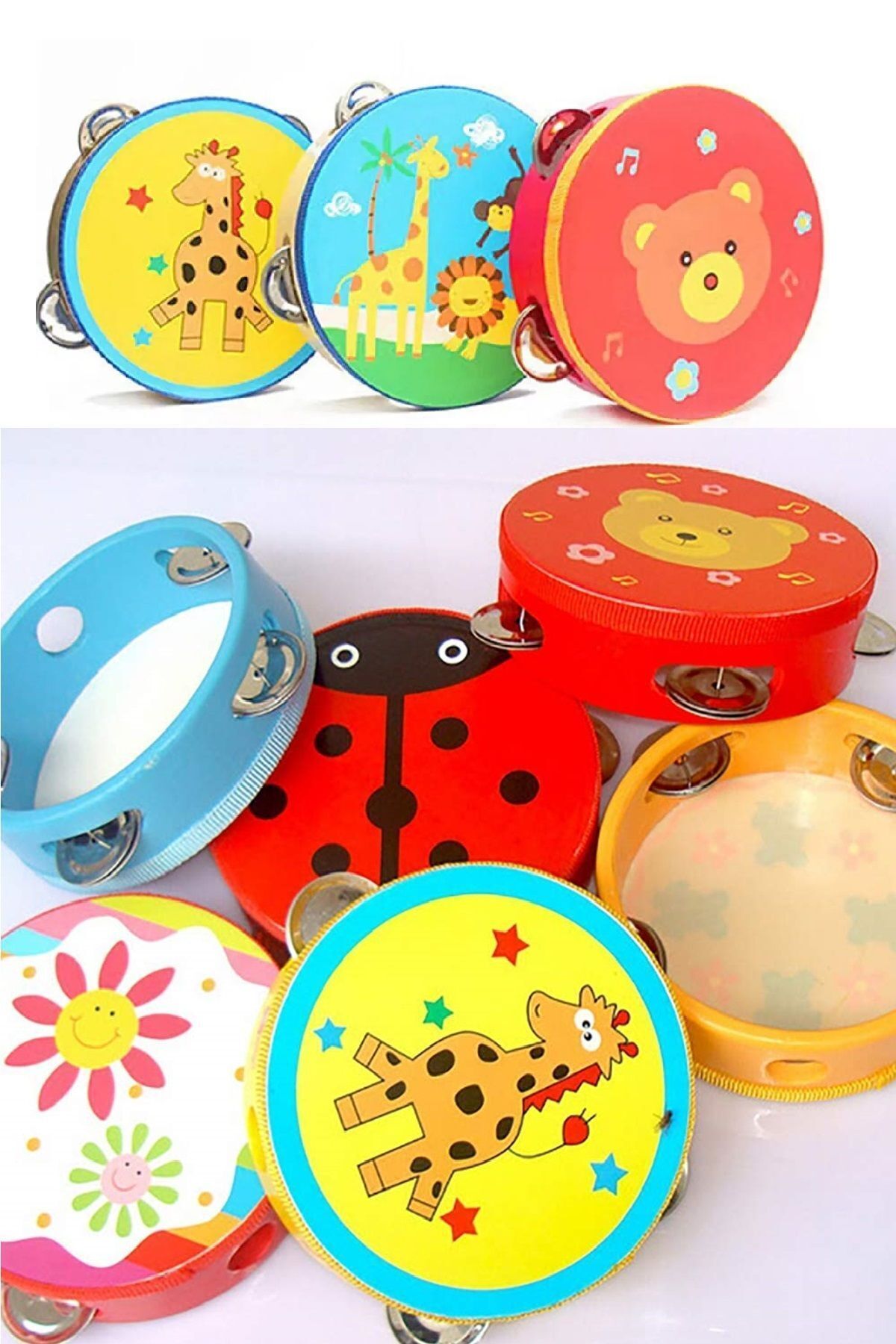 Montessori Bebek Müzik Aleti Ahşap Tef - Davul fotoğrafı 2 (önizleme)