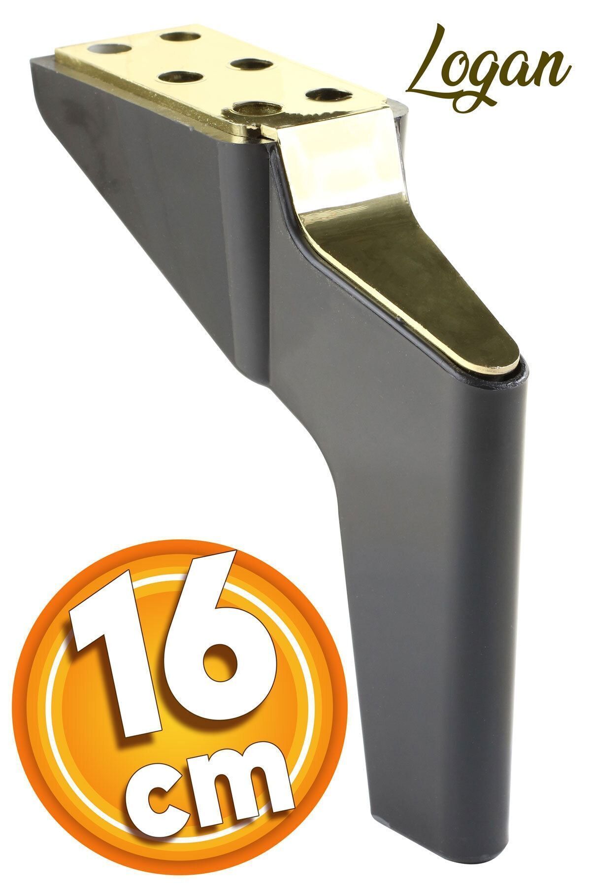 Badem10 Logan Lüks Mobilya Kanepe Sehpa Tv Ünitesi Koltuk Ayağı 16 Cm Siyah Gold Baza Ayakları