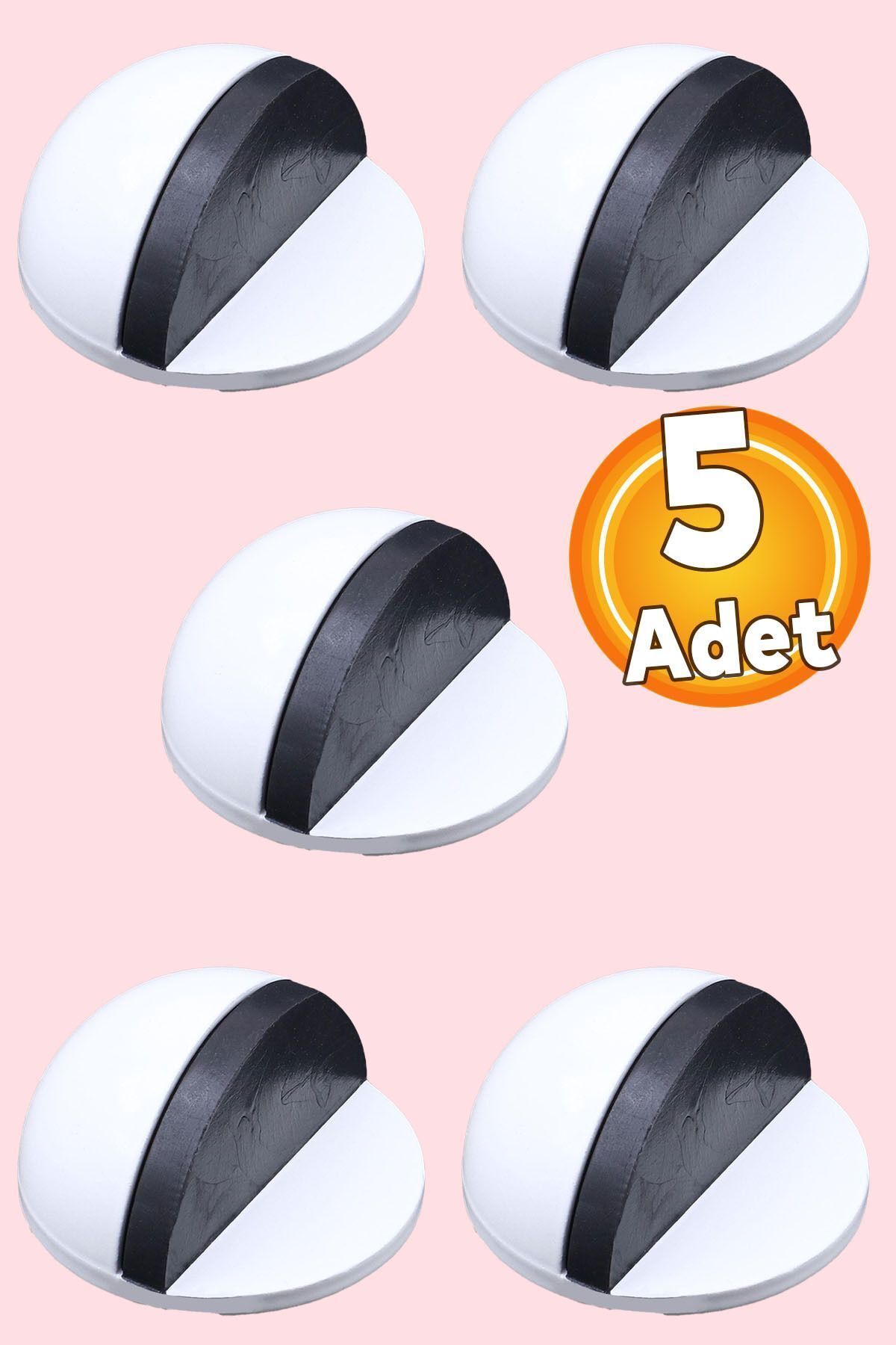 Half Adhesive Door Handle Stopper Bumper Stop Metal Stopper Holder Holder White 5 Pcs