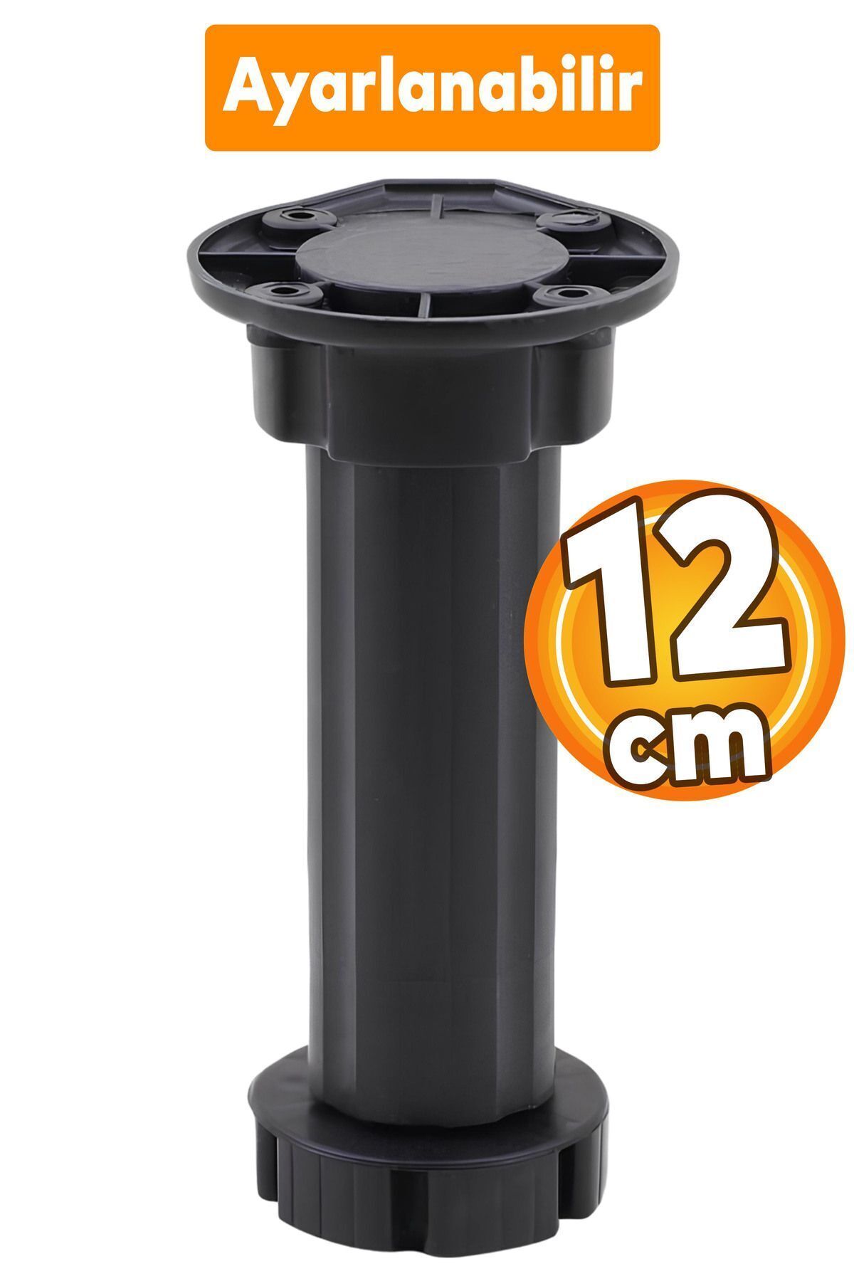 Badem10 Ayarlanabilir Dolap Mobilya Tezgah Yükseltici Yükseltme Ayağı 12 Cm Siyah Denge Ayakları
