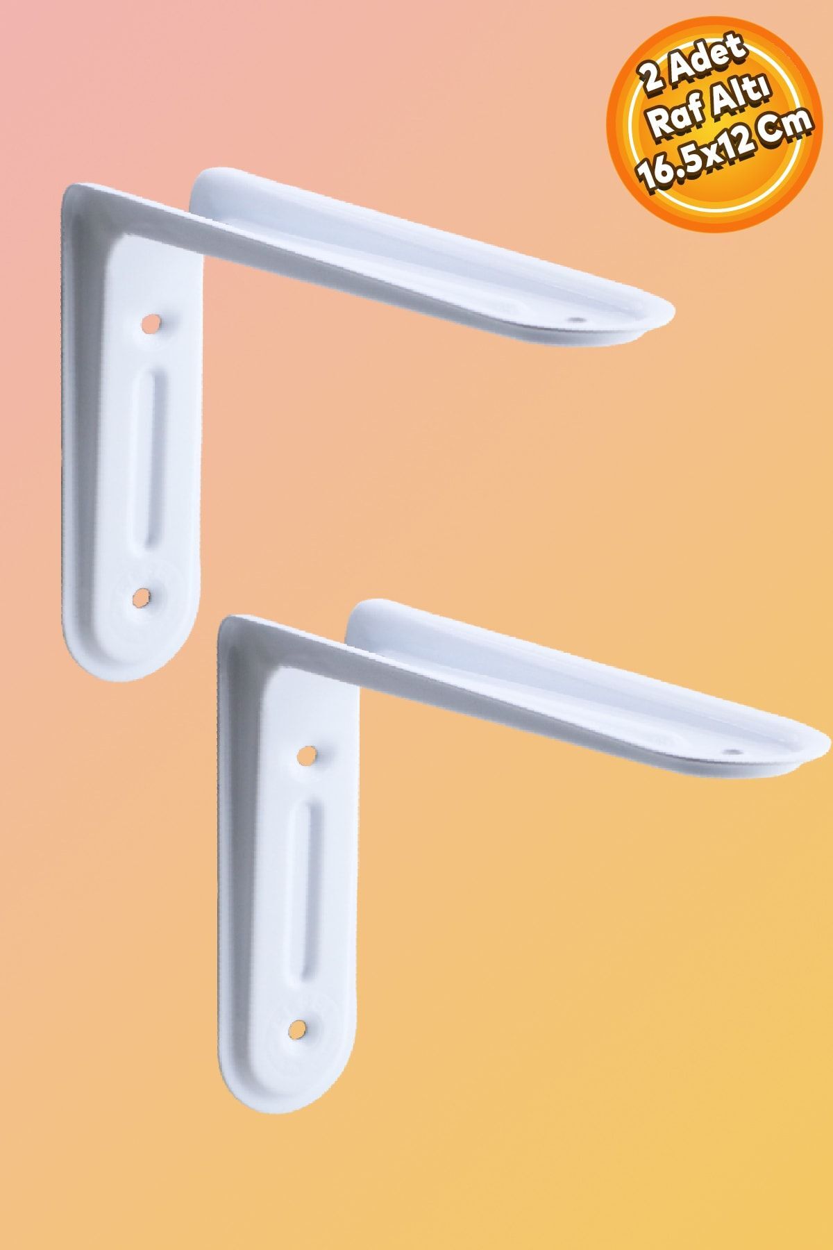 Badem10 Raf Altı Raf Tutucu Ayak Ferforje Beyaz Klas 16.5 x 12 cm 2 ADET (No:1)