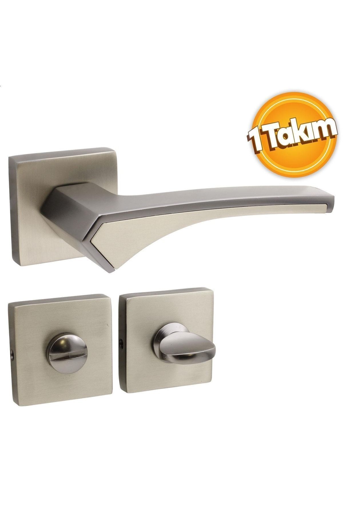 Badem10-Merve Square Rosette Bathroom-Wc Door Handle - Suitable for Left and Right, Anthracite Satin 4