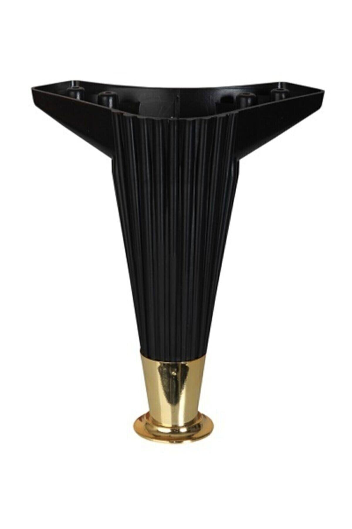 YILMAZ Pvcburada Asya Çizgili 15 Cm Siyah / Gold Mobilya Ayağı- Dolap, Koltuk , Tv Ünitesi Ayağı Siyahgold