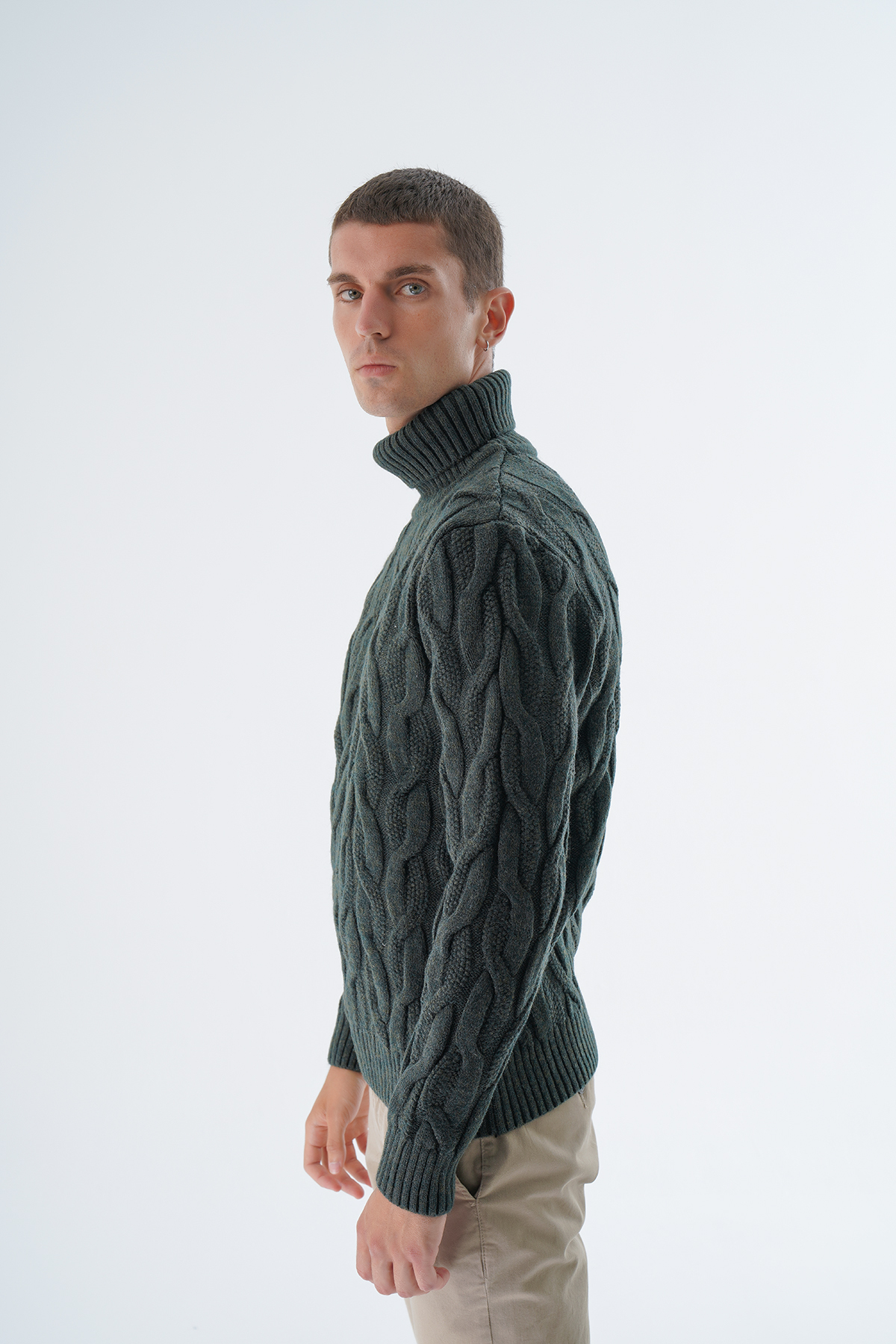 بافت و پلیور مردانه خاکی Trist Star | TRIST-5337 اورجینال - تصویر 4