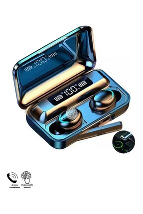 HOBİPİX Powerbank Çift Mikrofonlu Dijital Göstergeli Dokunmatik Kulakiçi Bluetooth Kulaklık F9-5