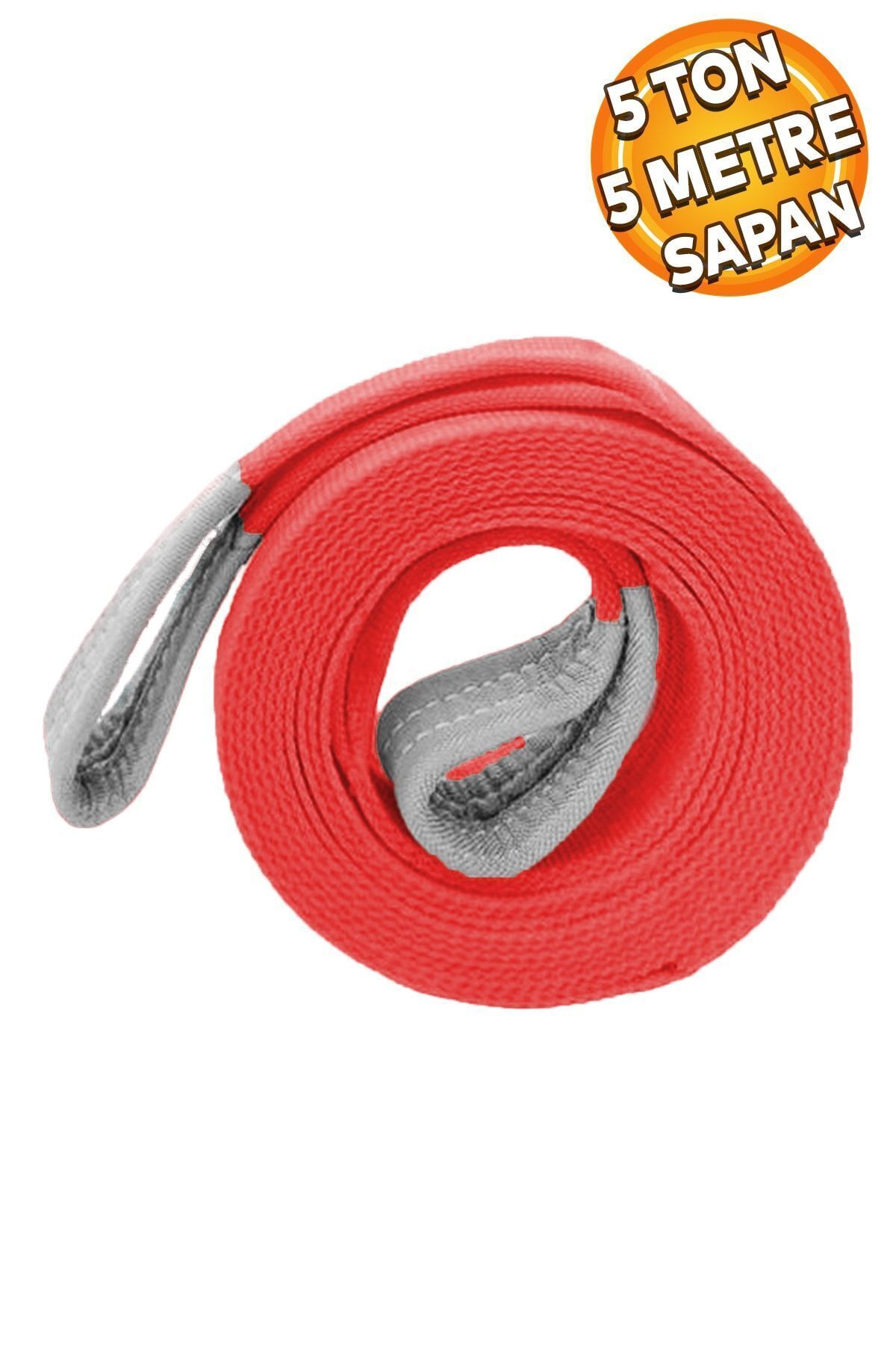 Badem10 Sapan Polyester Spanzet 5 Ton 5 Metre Kırmızı Sağlam Yük Kaldırma Taşıma İndirme Halat