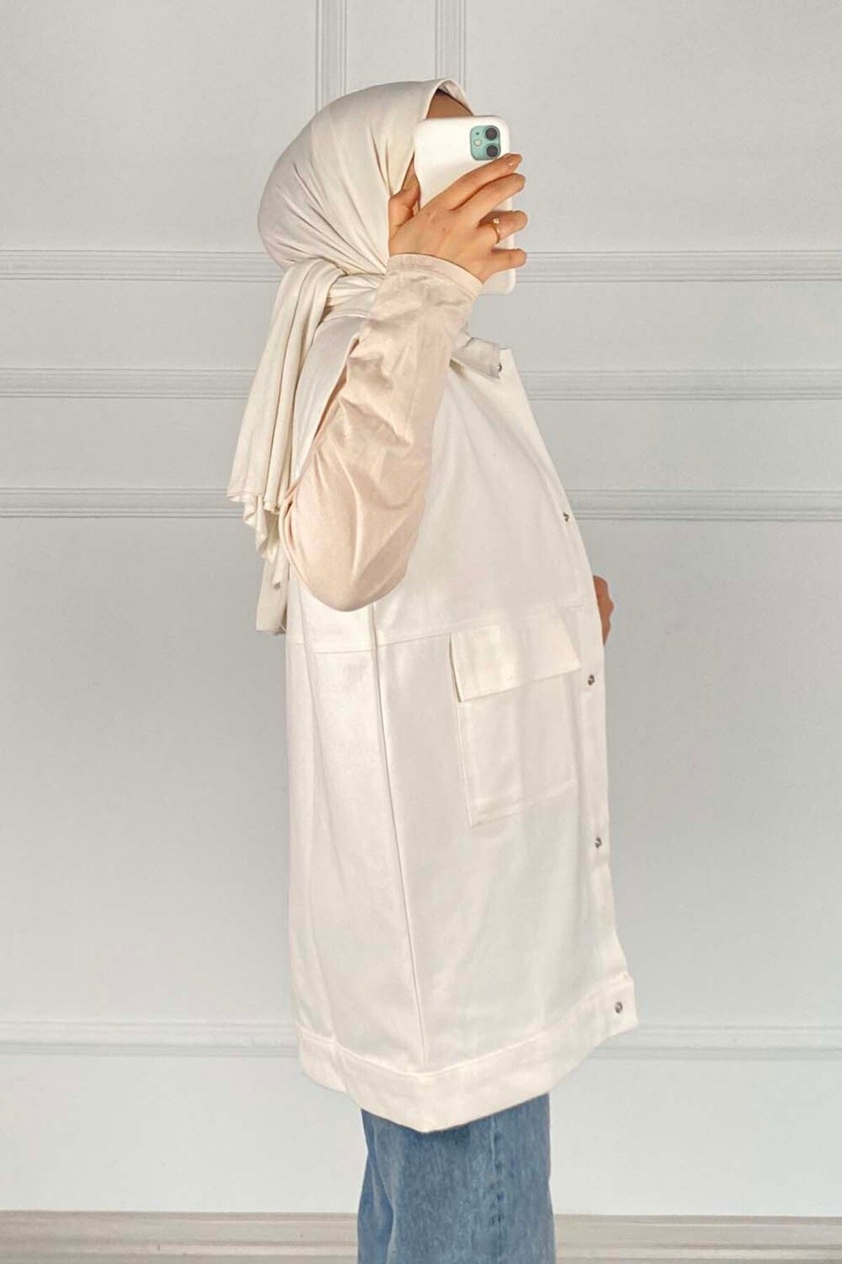lamelif-Ecru Vest - Front Snap Button 6